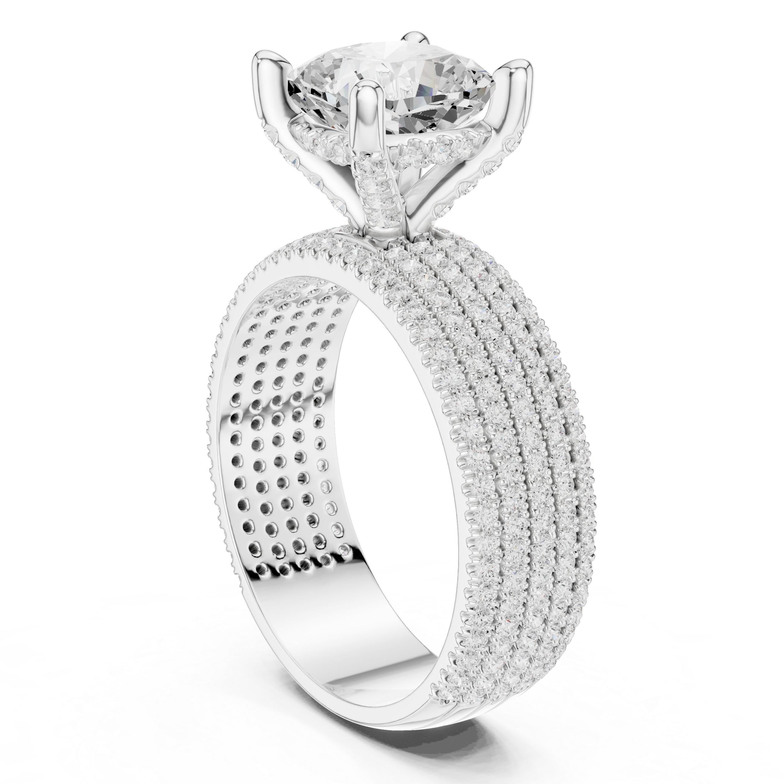 Elegant Multi-Row Pavé Lab-Grown Diamond Ring | 14K & 18K Gold