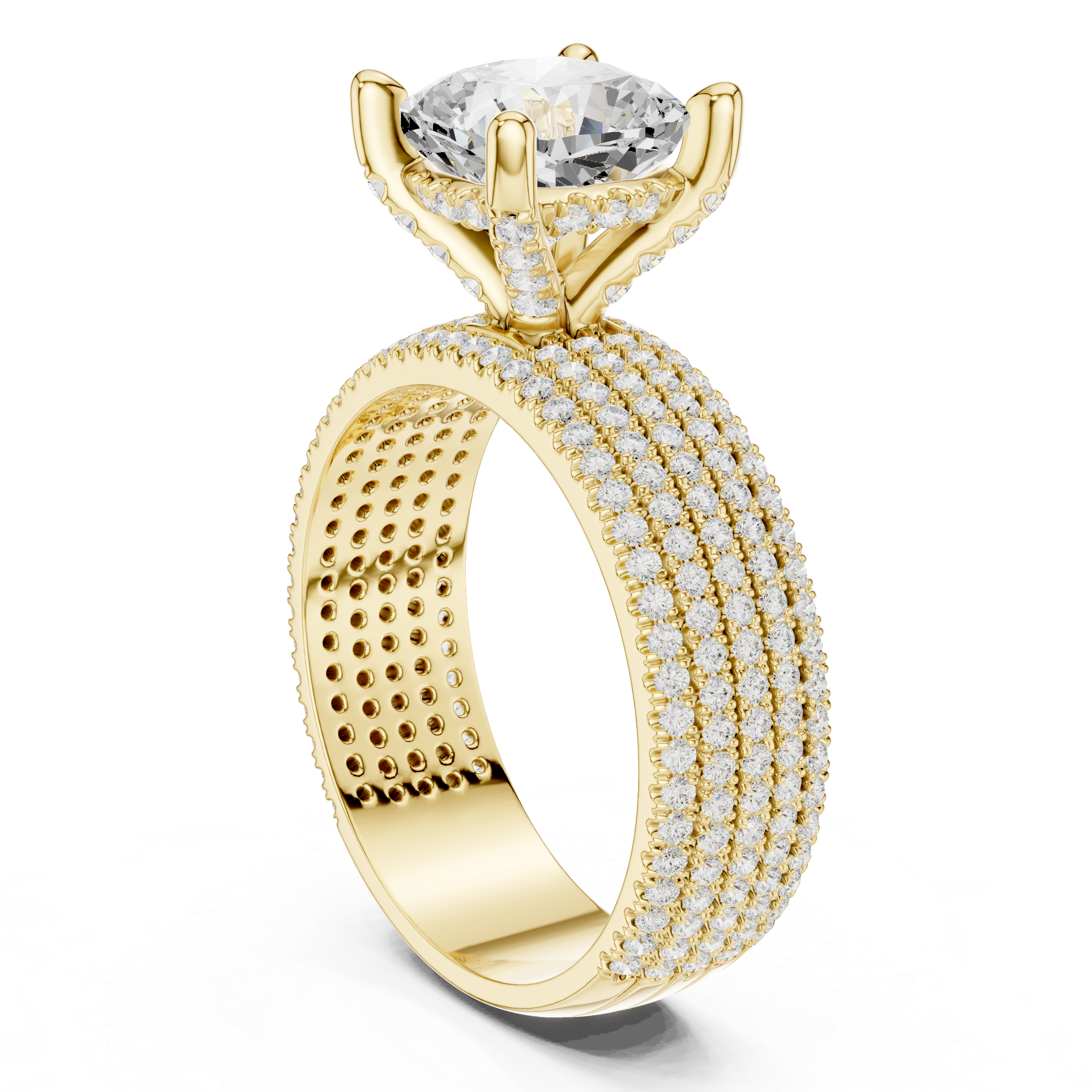 Elegant Multi-Row Pavé Lab-Grown Diamond Ring | 14K & 18K Gold