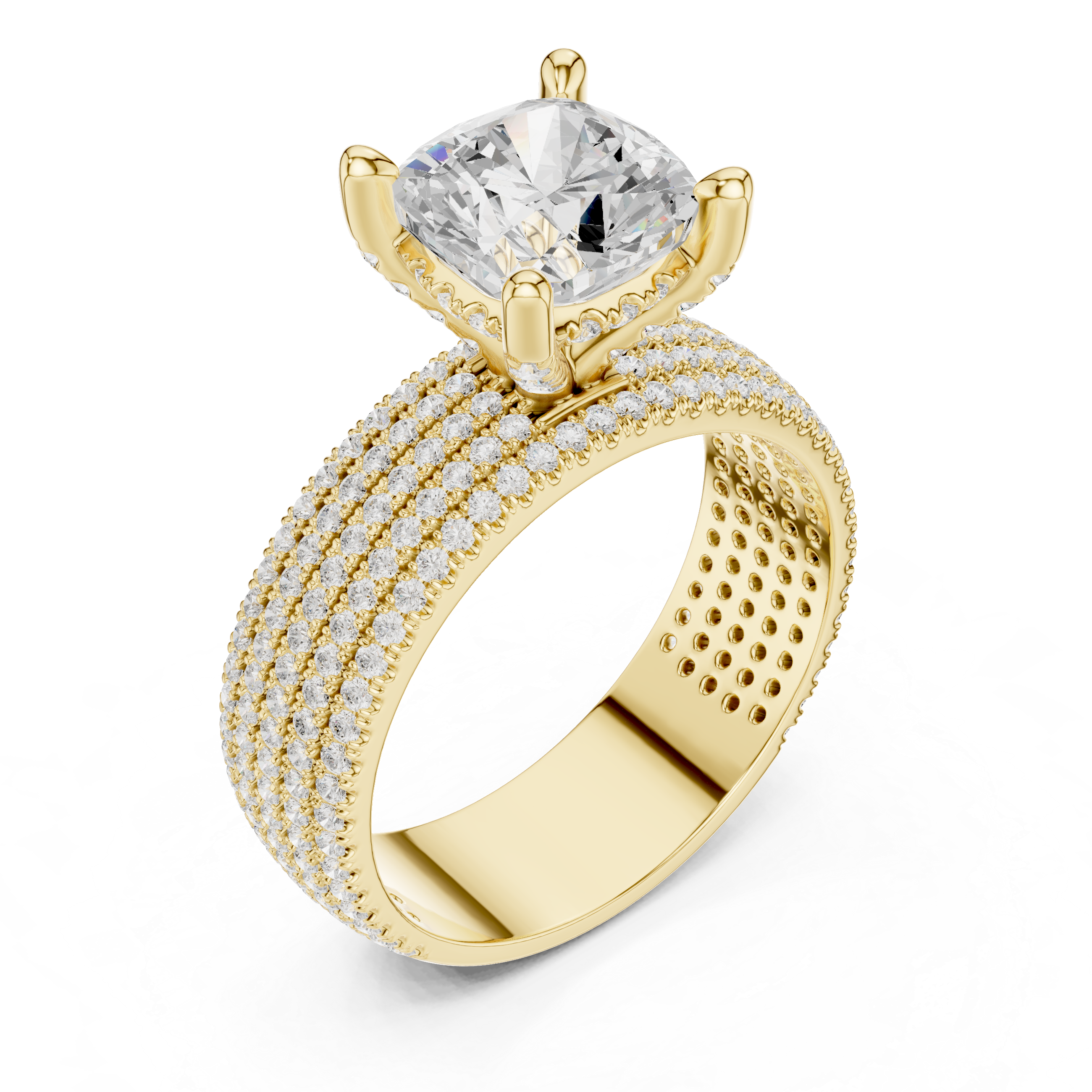 Elegant Multi-Row Pavé Lab-Grown Diamond Ring | 14K & 18K Gold