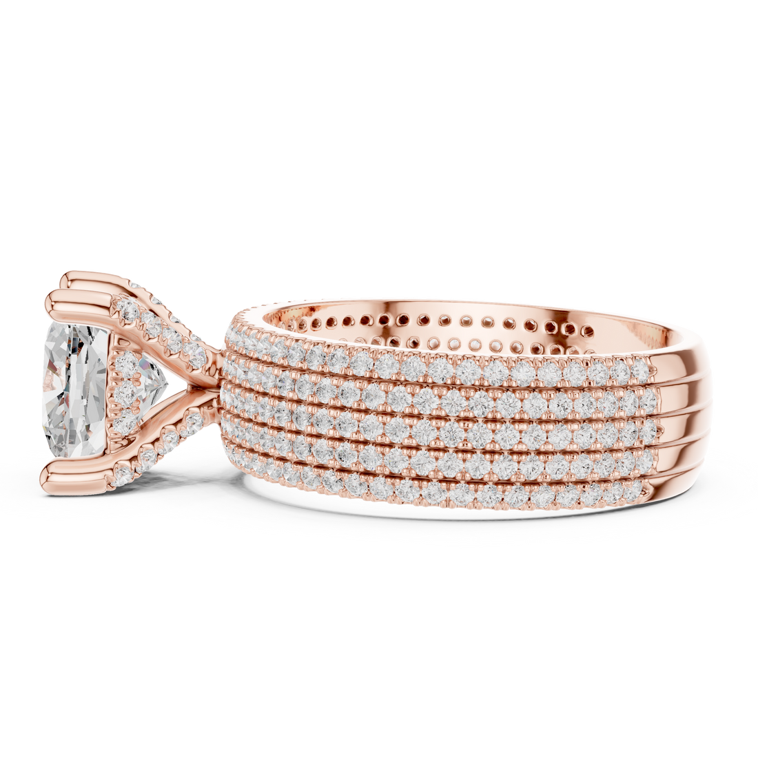 Elegant Multi-Row Pavé Lab-Grown Diamond Ring | 14K & 18K Gold