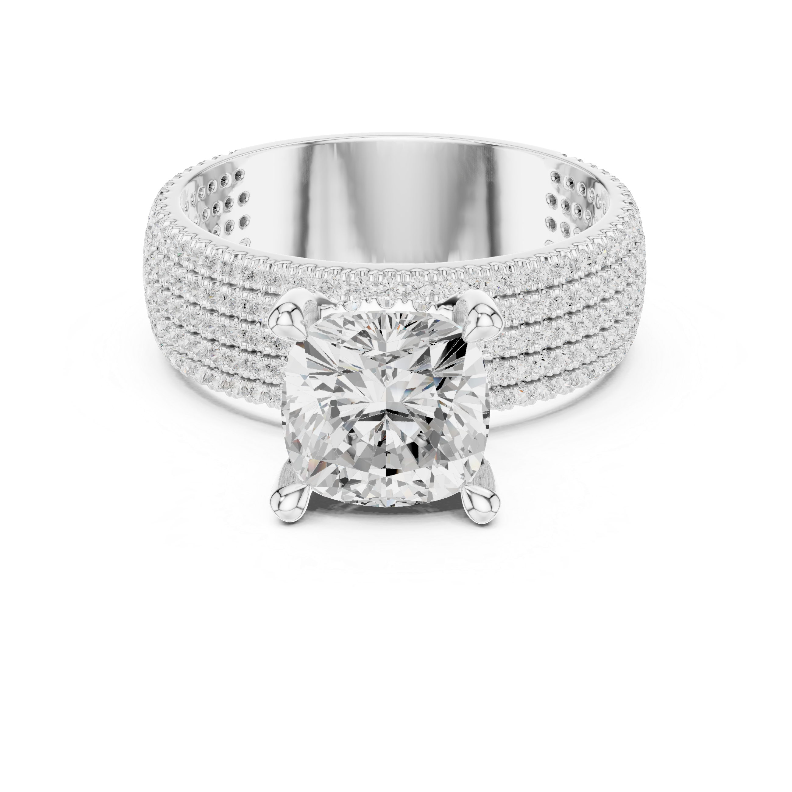 Elegant Multi-Row Pavé Lab-Grown Diamond Ring | 14K & 18K Gold