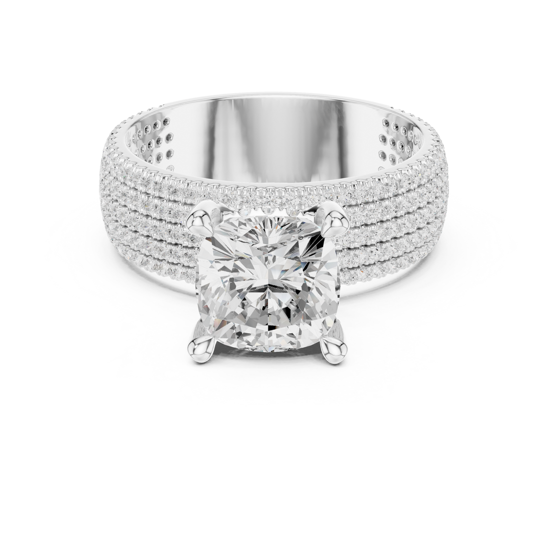 Elegant Multi-Row Pavé Lab-Grown Diamond Ring | 14K & 18K Gold