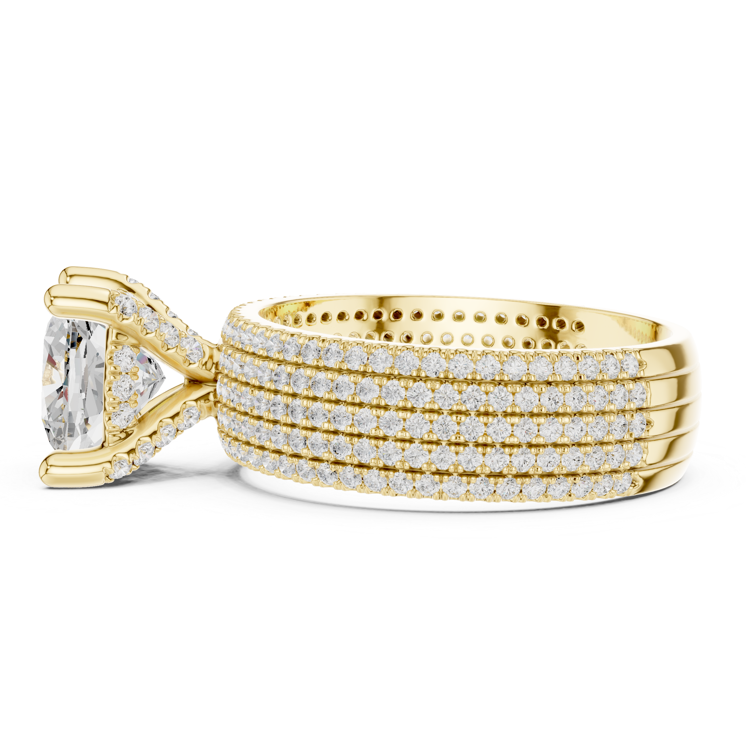 Elegant Multi-Row Pavé Lab-Grown Diamond Ring | 14K & 18K Gold