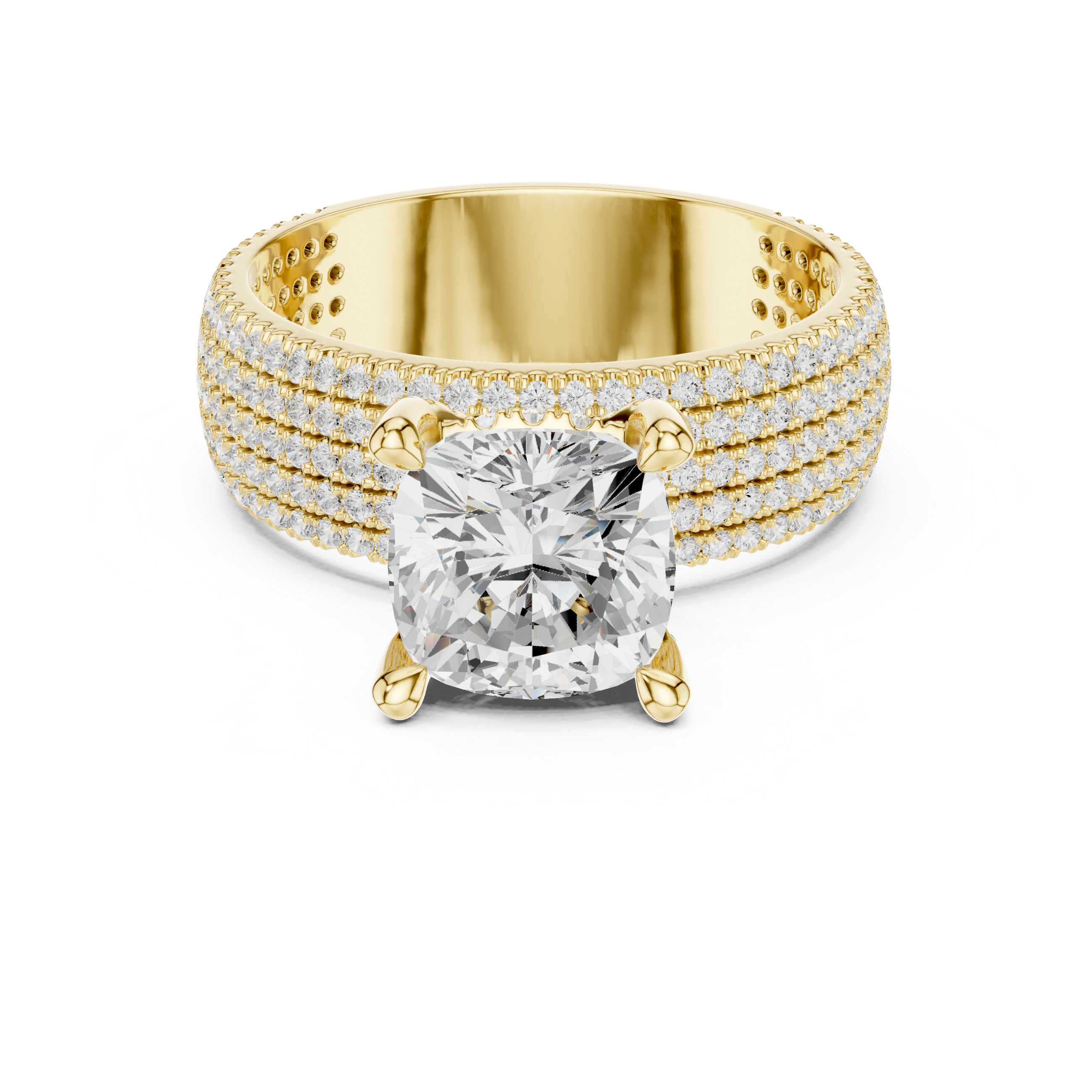 Elegant Multi-Row Pavé Lab-Grown Diamond Ring | 14K & 18K Gold