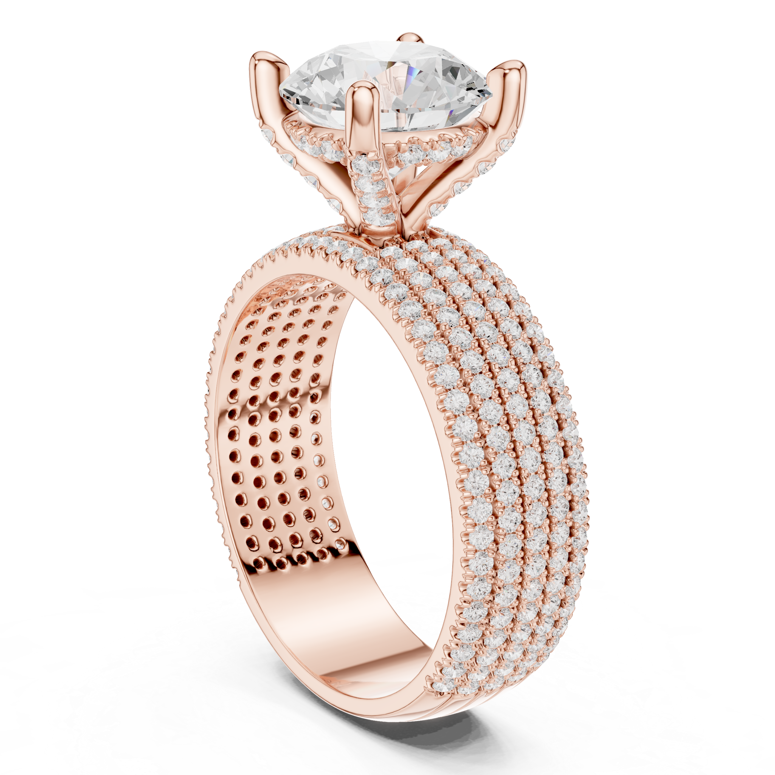 Luxury Multi-Row Pavé Lab-Grown Diamond Ring | 14K & 18K Gold