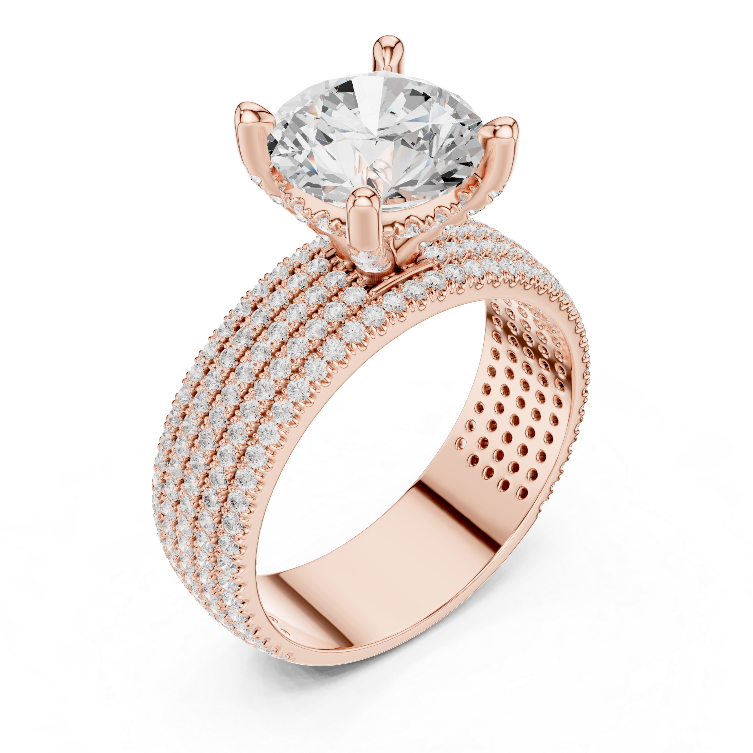Luxury Multi-Row Pavé Lab-Grown Diamond Ring | 14K & 18K Gold
