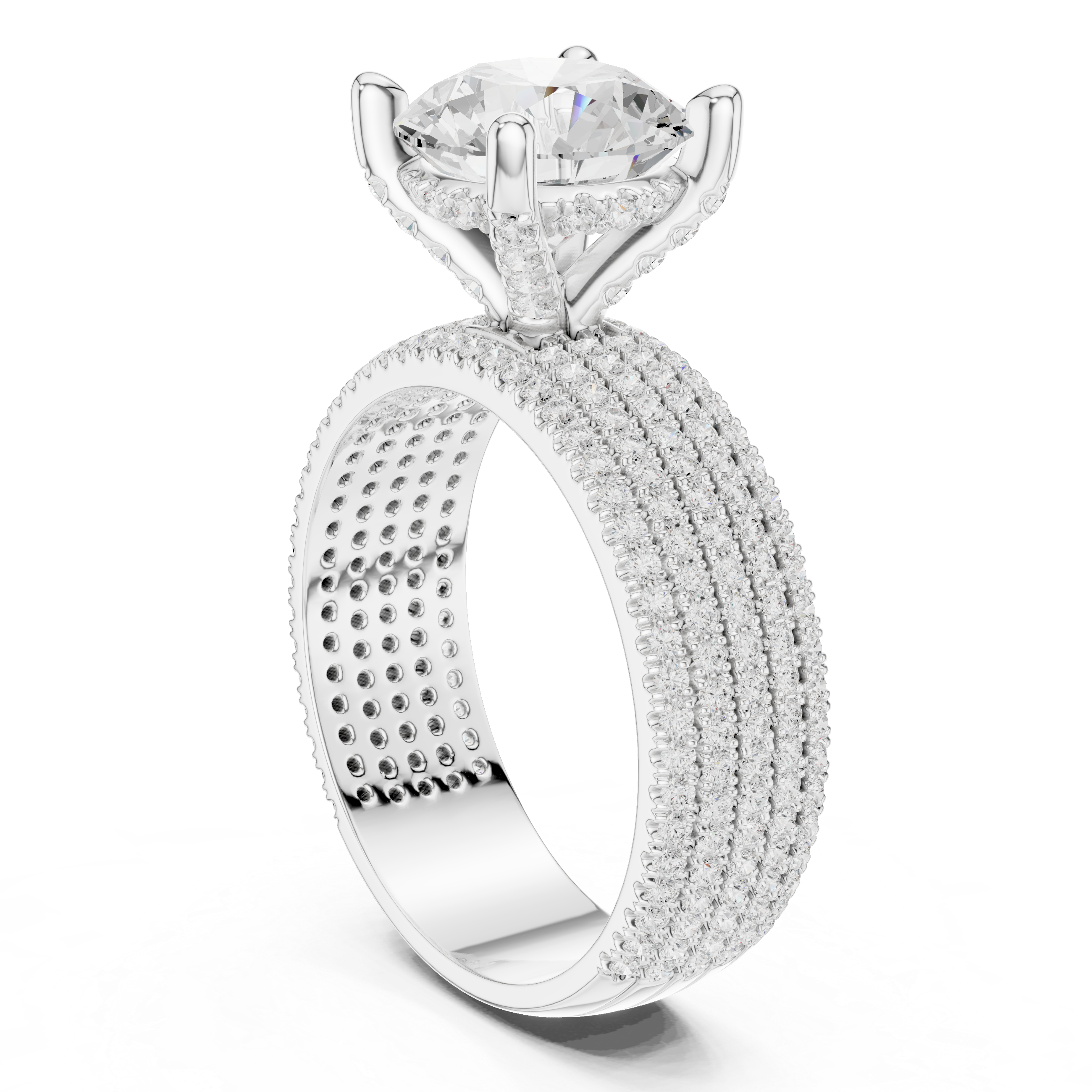 Luxury Multi-Row Pavé Lab-Grown Diamond Ring | 14K & 18K Gold
