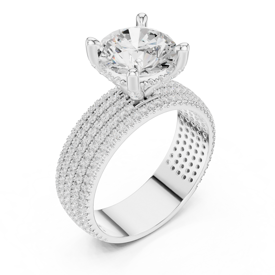 Luxury Multi-Row Pavé Lab-Grown Diamond Ring | 14K & 18K Gold