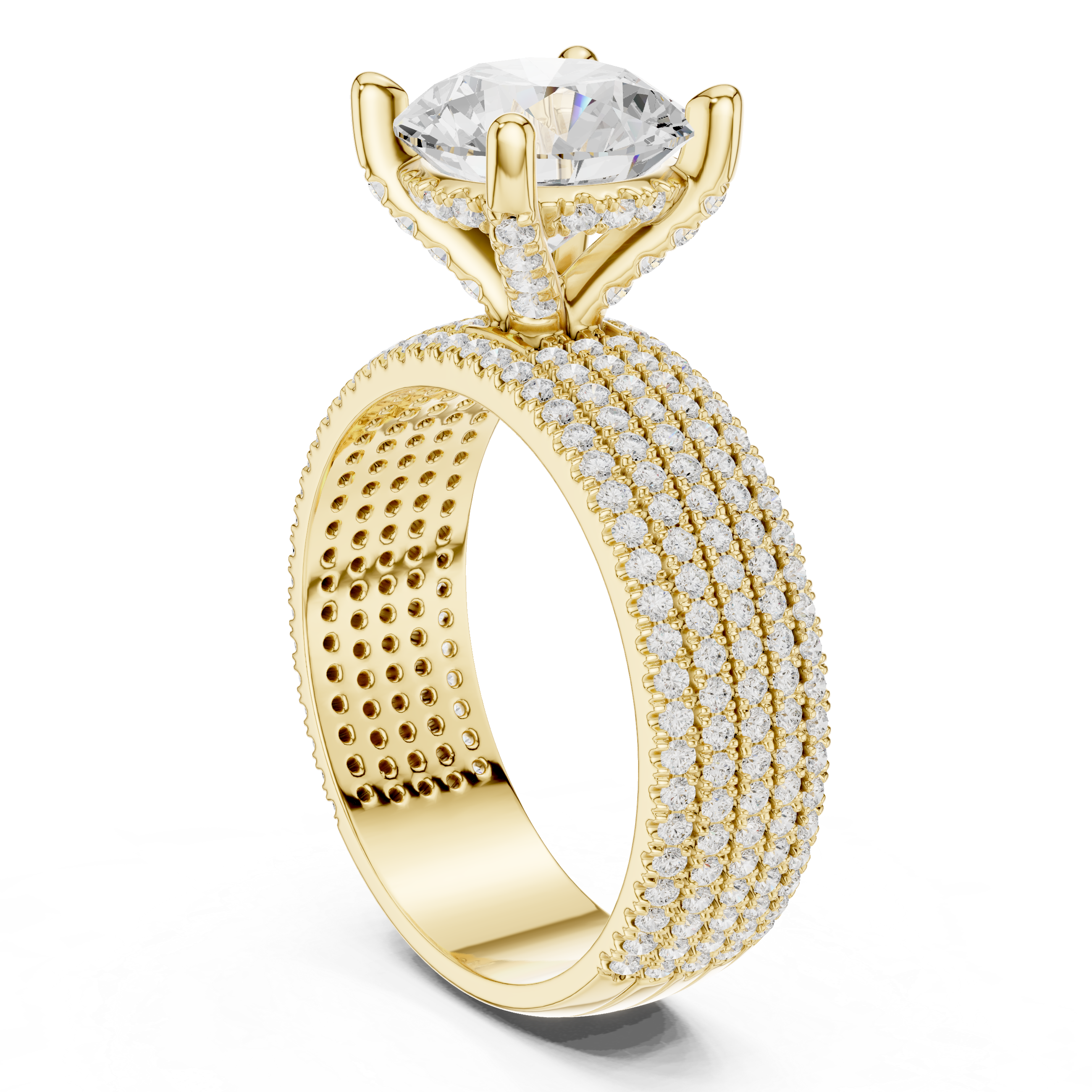 Luxury Multi-Row Pavé Lab-Grown Diamond Ring | 14K & 18K Gold
