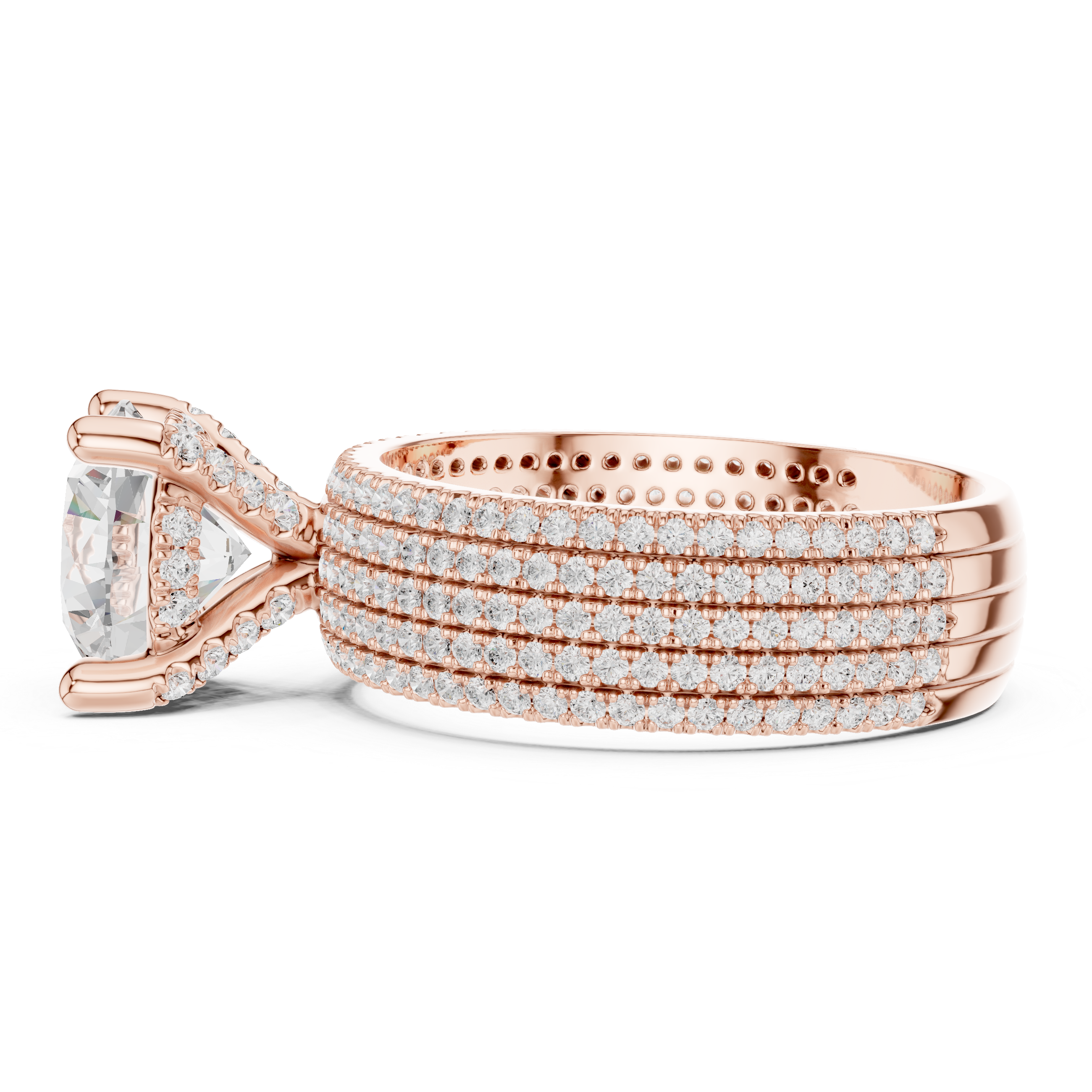 Luxury Multi-Row Pavé Lab-Grown Diamond Ring | 14K & 18K Gold