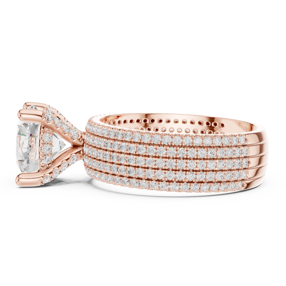 Luxury Multi-Row Pavé Lab-Grown Diamond Ring | 14K & 18K Gold