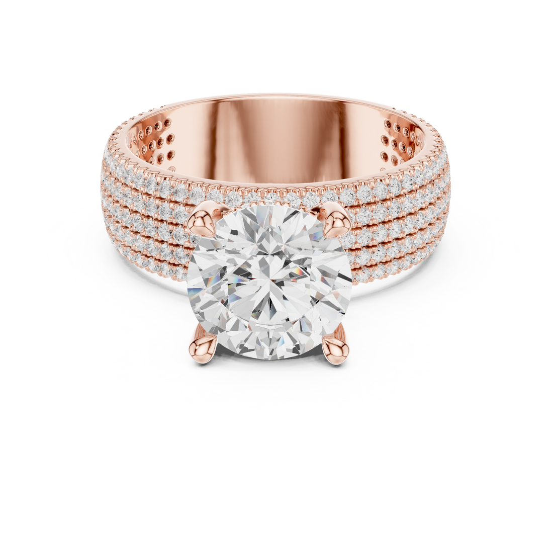 Luxury Multi-Row Pavé Lab-Grown Diamond Ring | 14K & 18K Gold
