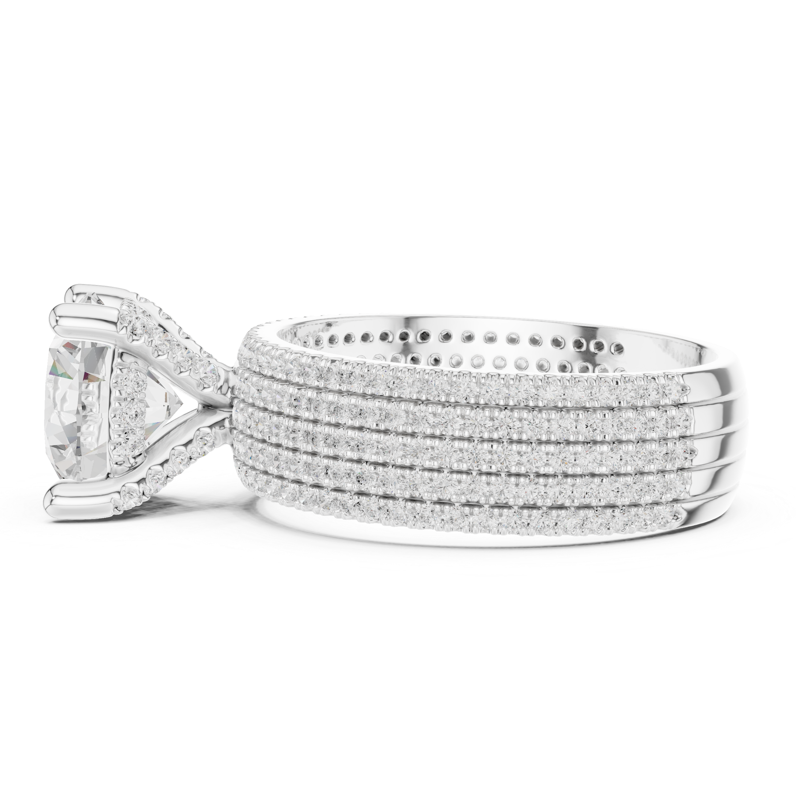 Luxury Multi-Row Pavé Lab-Grown Diamond Ring | 14K & 18K Gold