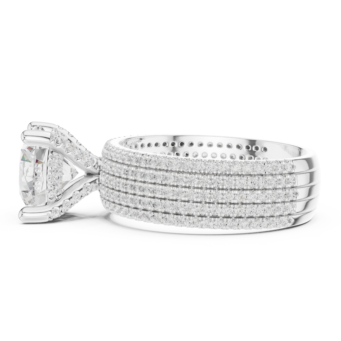 Luxury Multi-Row Pavé Lab-Grown Diamond Ring | 14K & 18K Gold