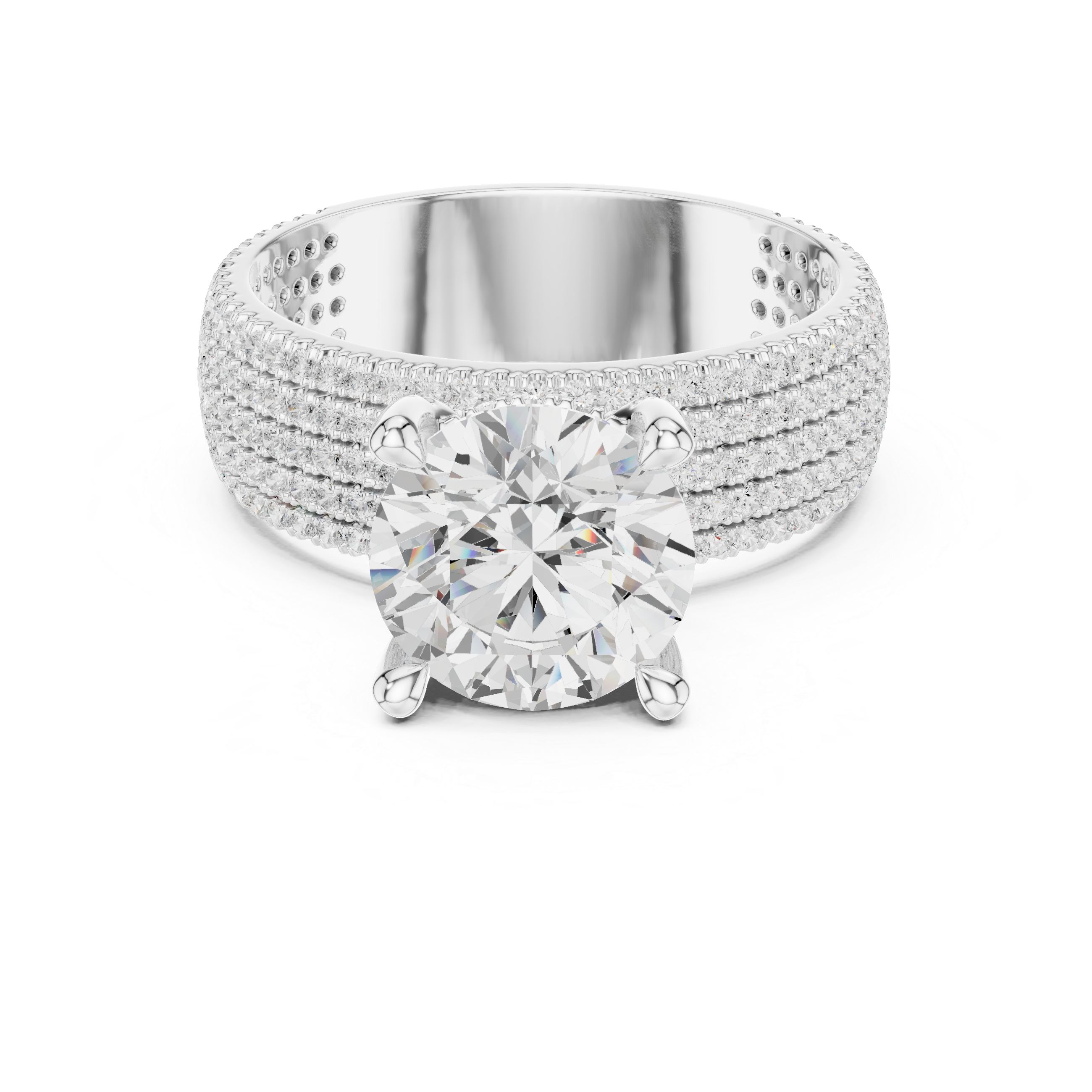 Luxury Multi-Row Pavé Lab-Grown Diamond Ring | 14K & 18K Gold