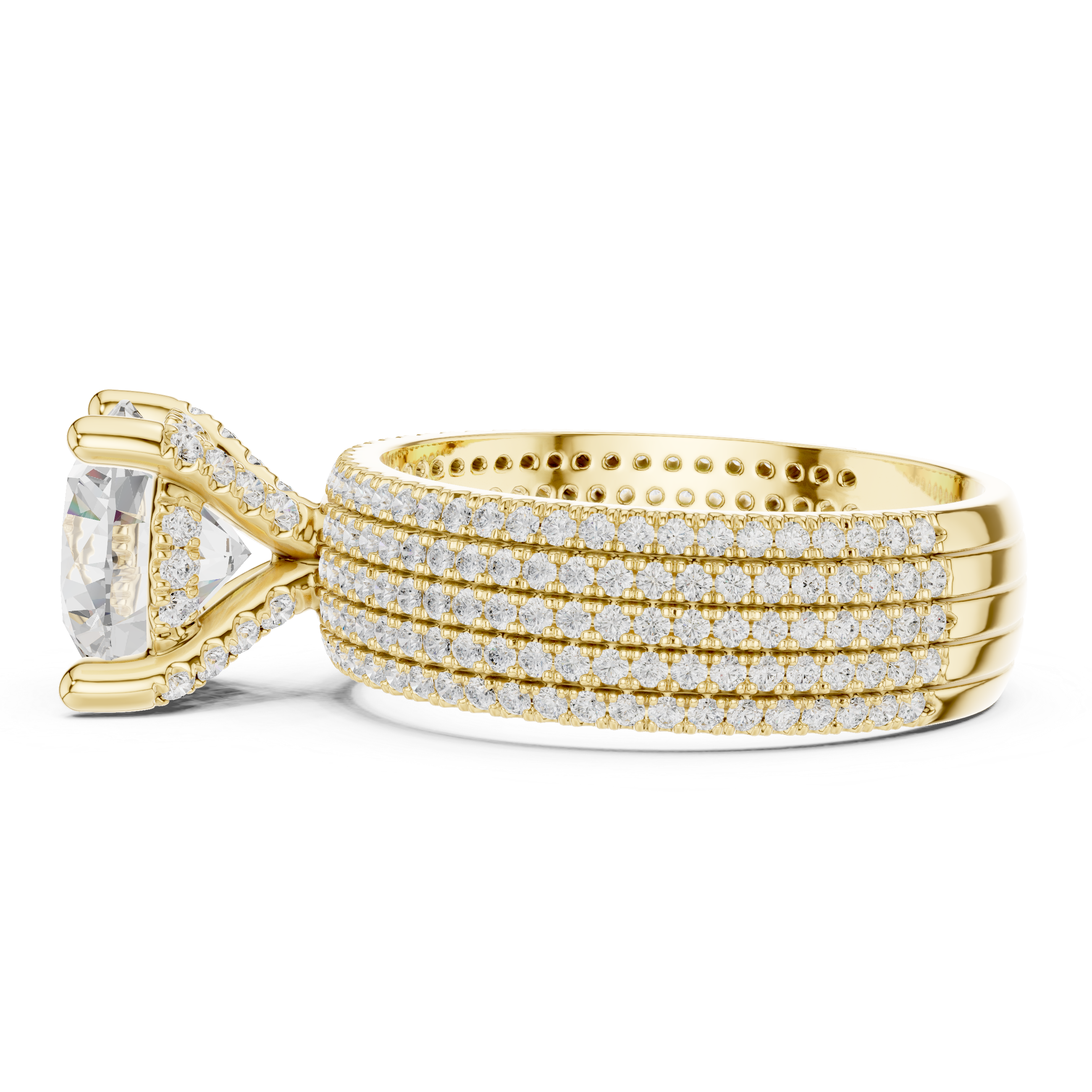 Luxury Multi-Row Pavé Lab-Grown Diamond Ring | 14K & 18K Gold