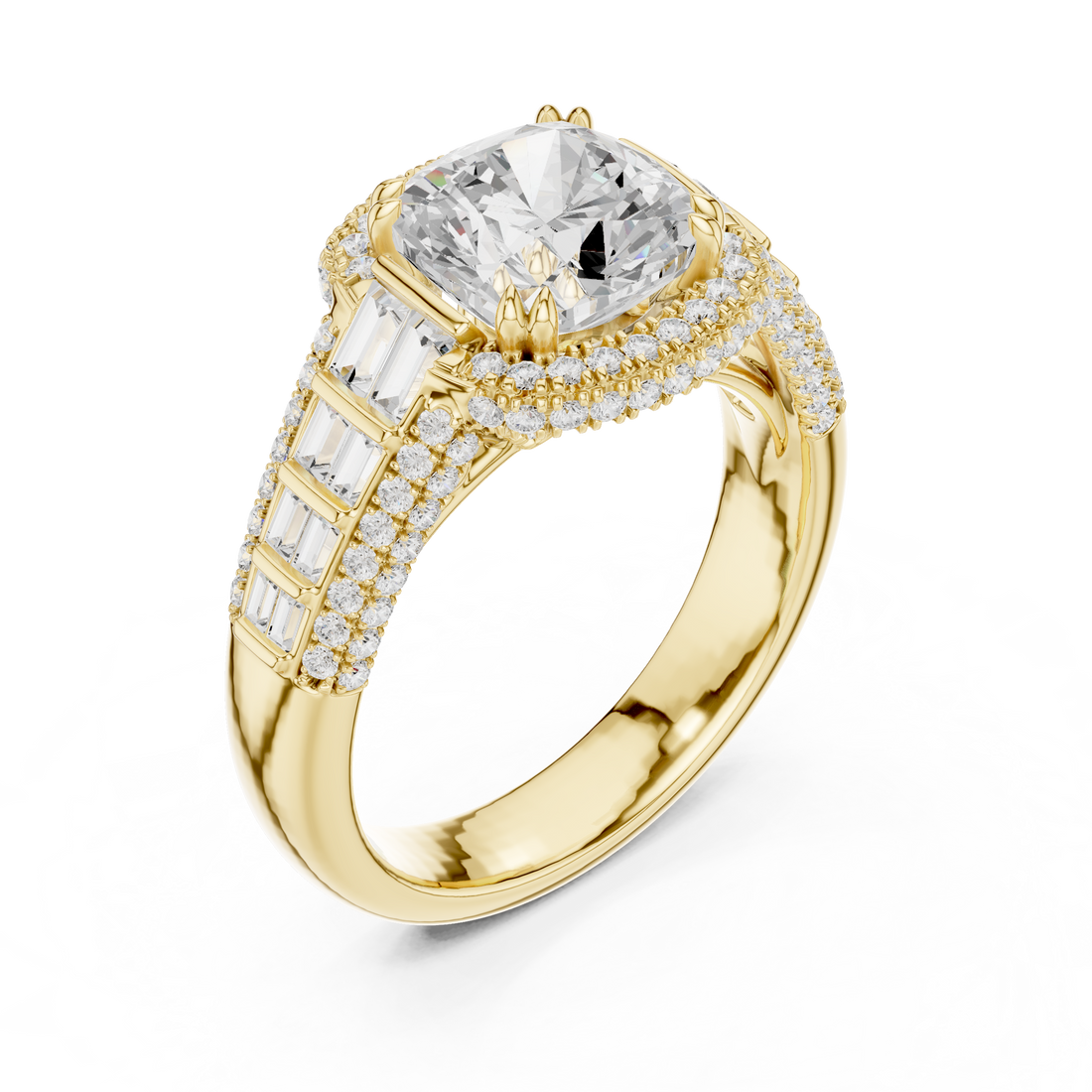 Luxury Emerald-Cut Lab-Grown Diamond Engagement Ring | 14K & 18K Gold