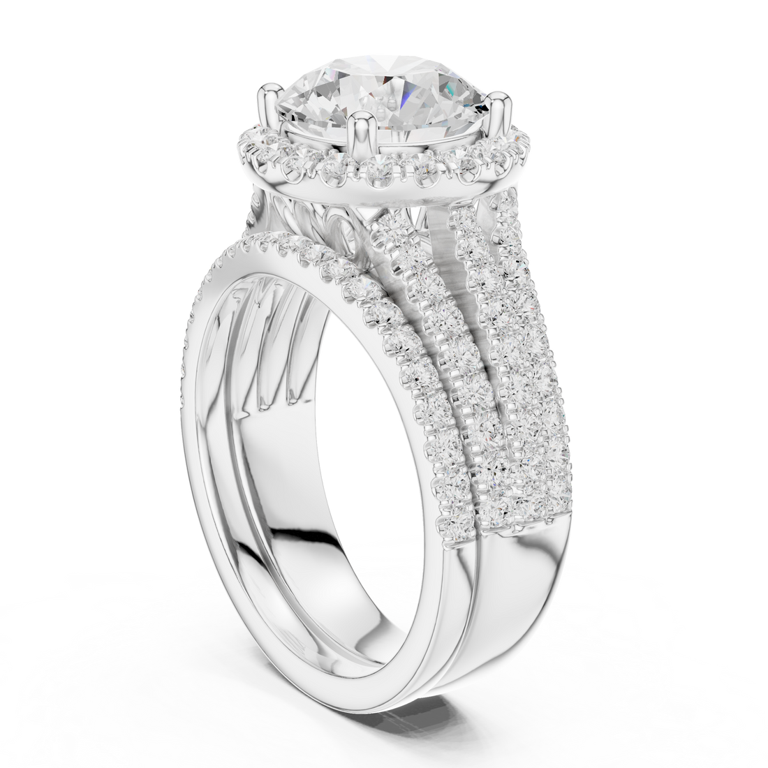 Double Halo Lab-Grown Diamond Bridal Ring Set | 14K & 18K Gold