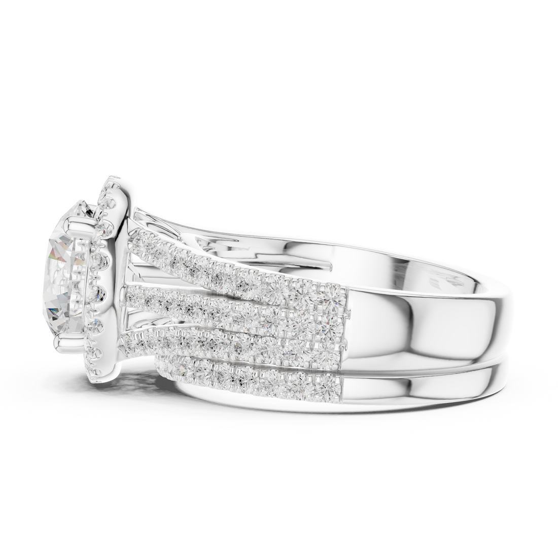 Double Halo Lab-Grown Diamond Bridal Ring Set | 14K & 18K Gold
