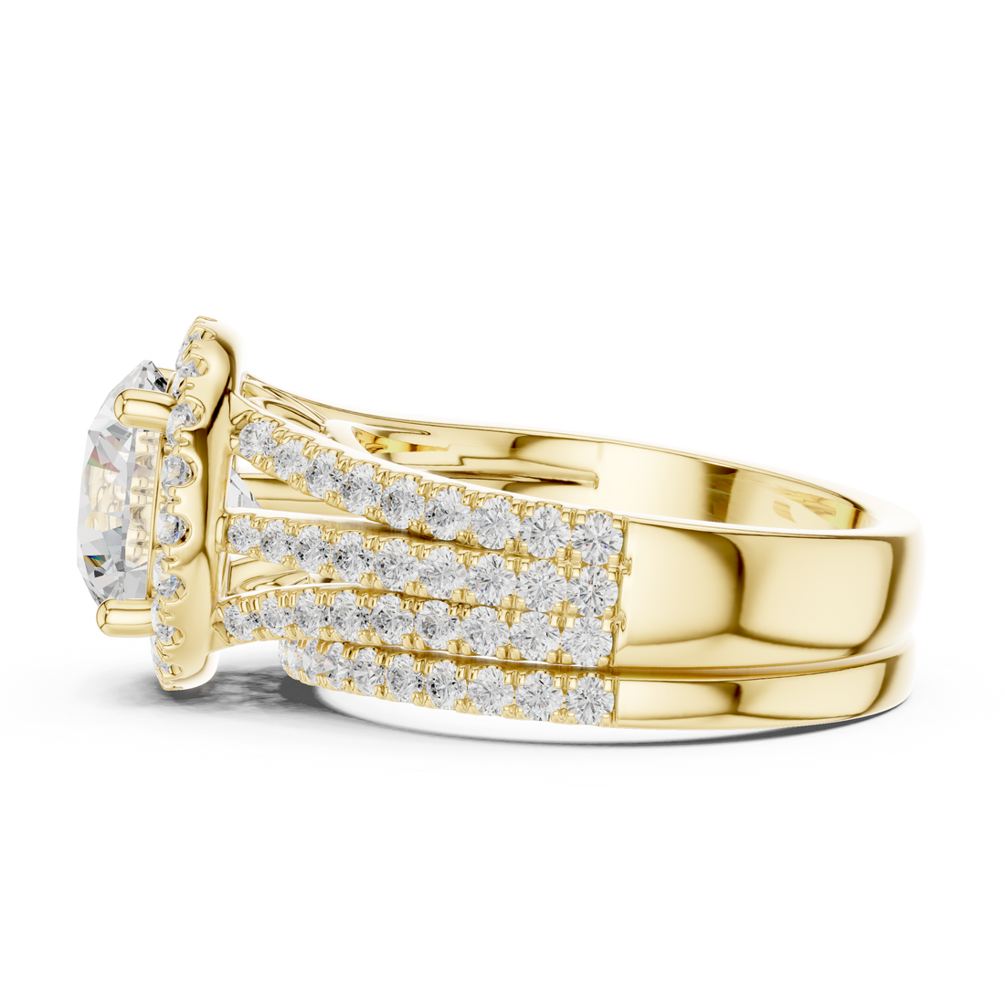 Double Halo Lab-Grown Diamond Bridal Ring Set | 14K & 18K Gold