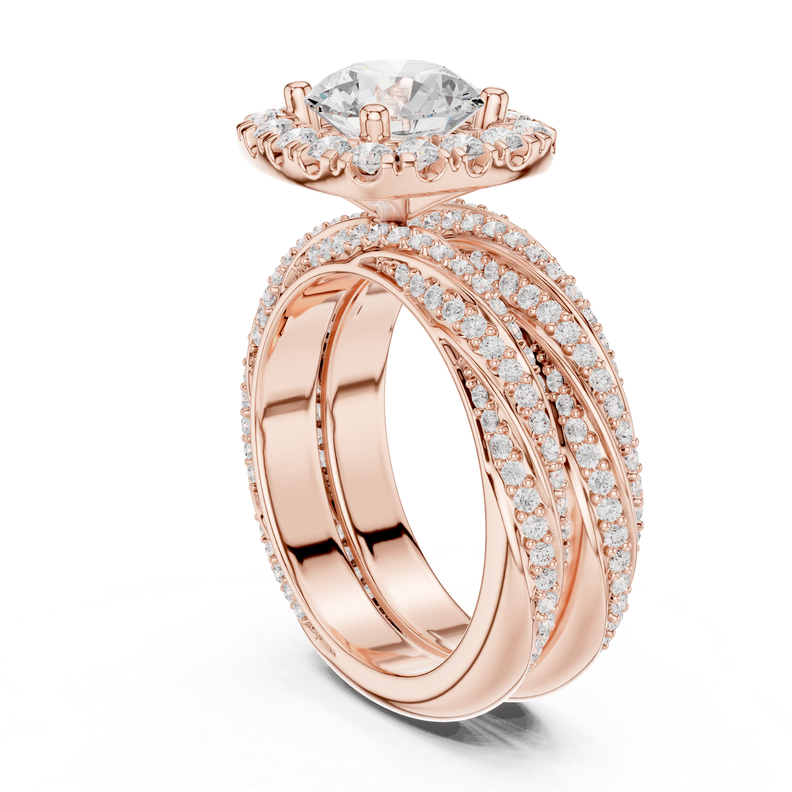 Princess Halo Lab-Grown Diamond Bridal Ring Set | 14K & 18K Gold