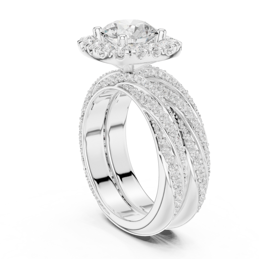 Princess Halo Lab-Grown Diamond Bridal Ring Set | 14K & 18K Gold