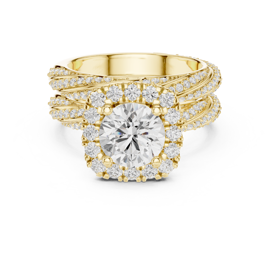 Princess Halo Lab-Grown Diamond Bridal Ring Set | 14K & 18K Gold