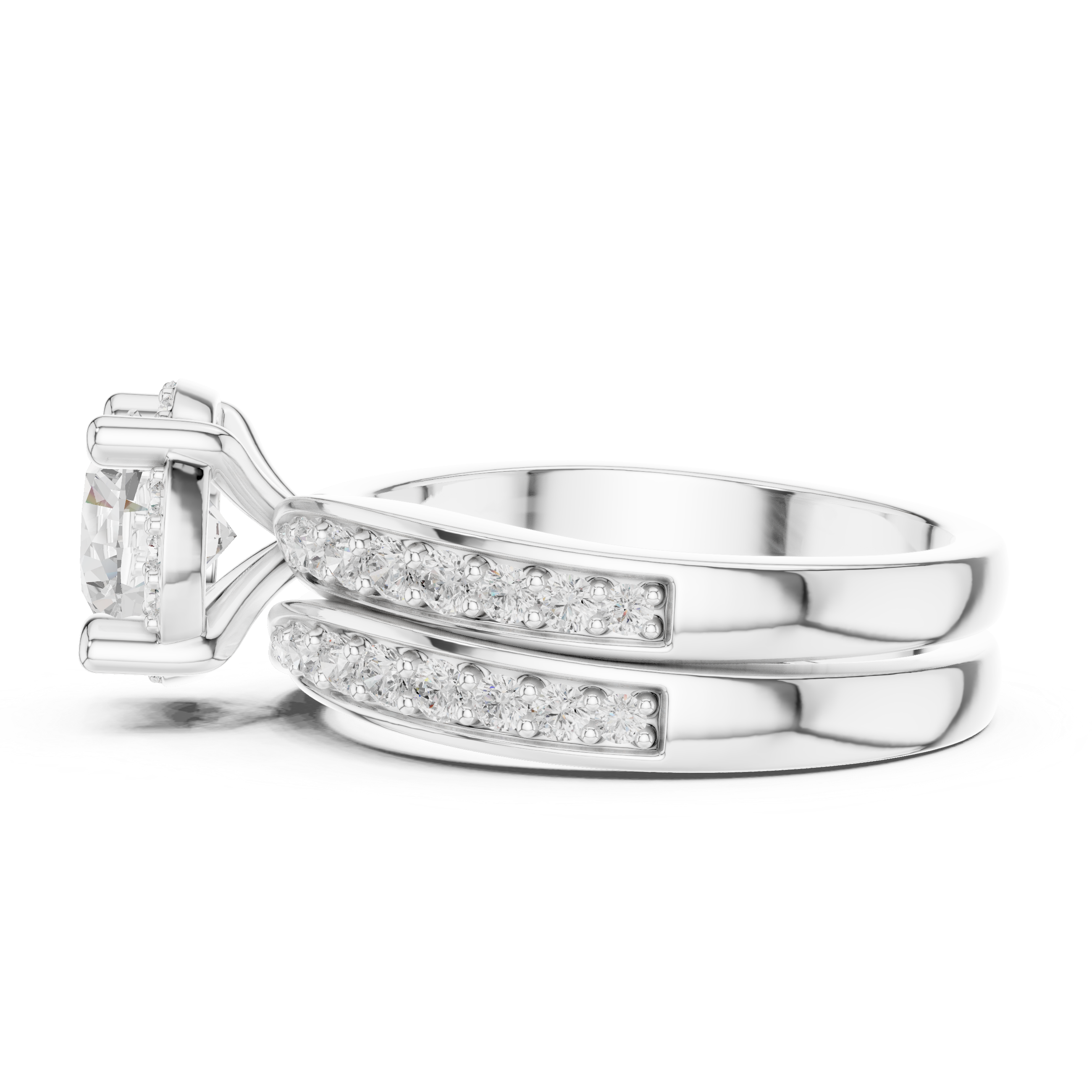 Elegant Halo Lab-Grown Diamond Bridal Ring Set | 14K & 18K Gold