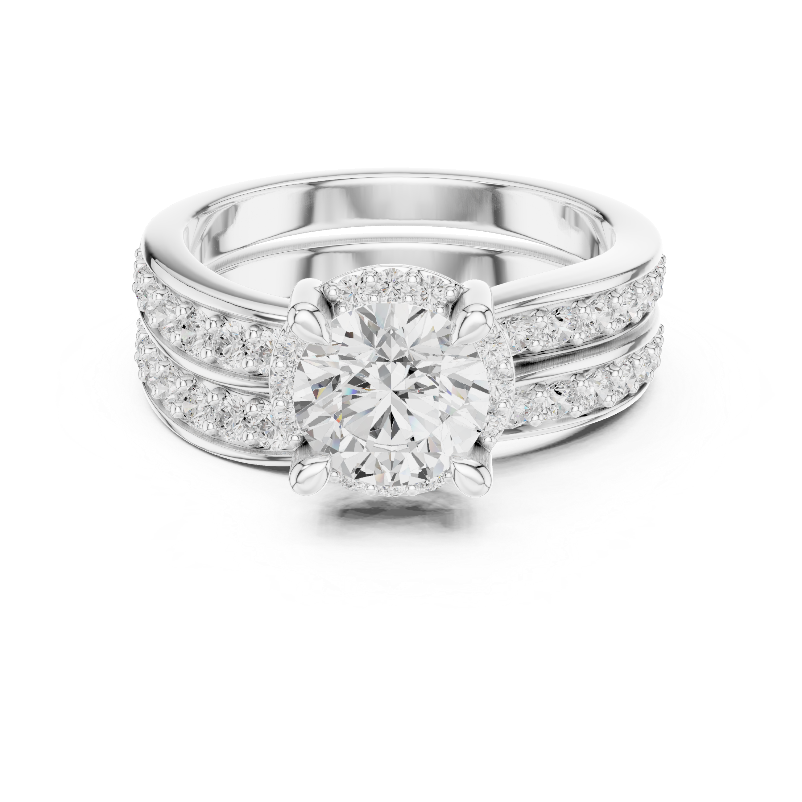 Elegant Halo Lab-Grown Diamond Bridal Ring Set | 14K & 18K Gold