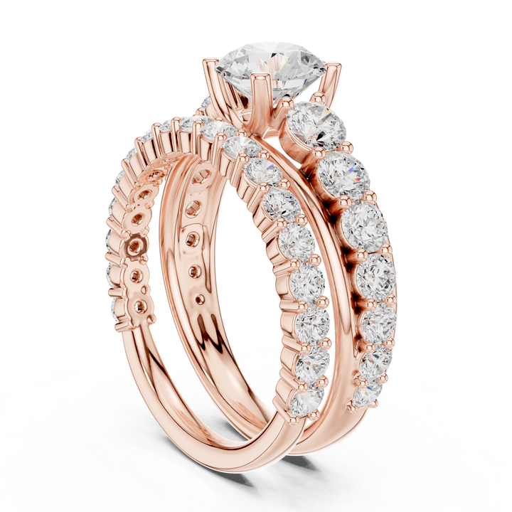 Round-Cut Lab-Grown Diamond Bridal Ring Set | 14K & 18K Gold
