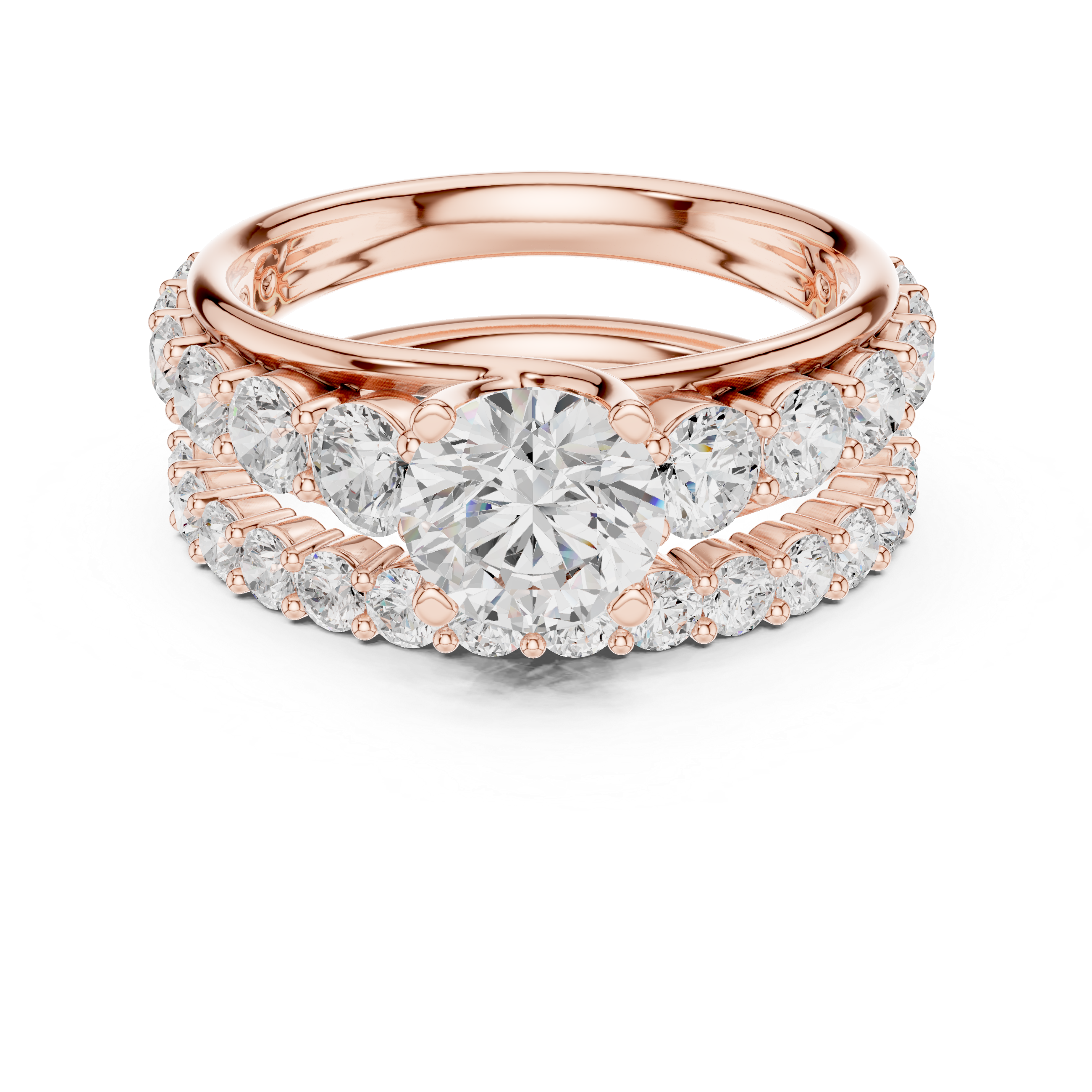 Round-Cut Lab-Grown Diamond Bridal Ring Set | 14K & 18K Gold