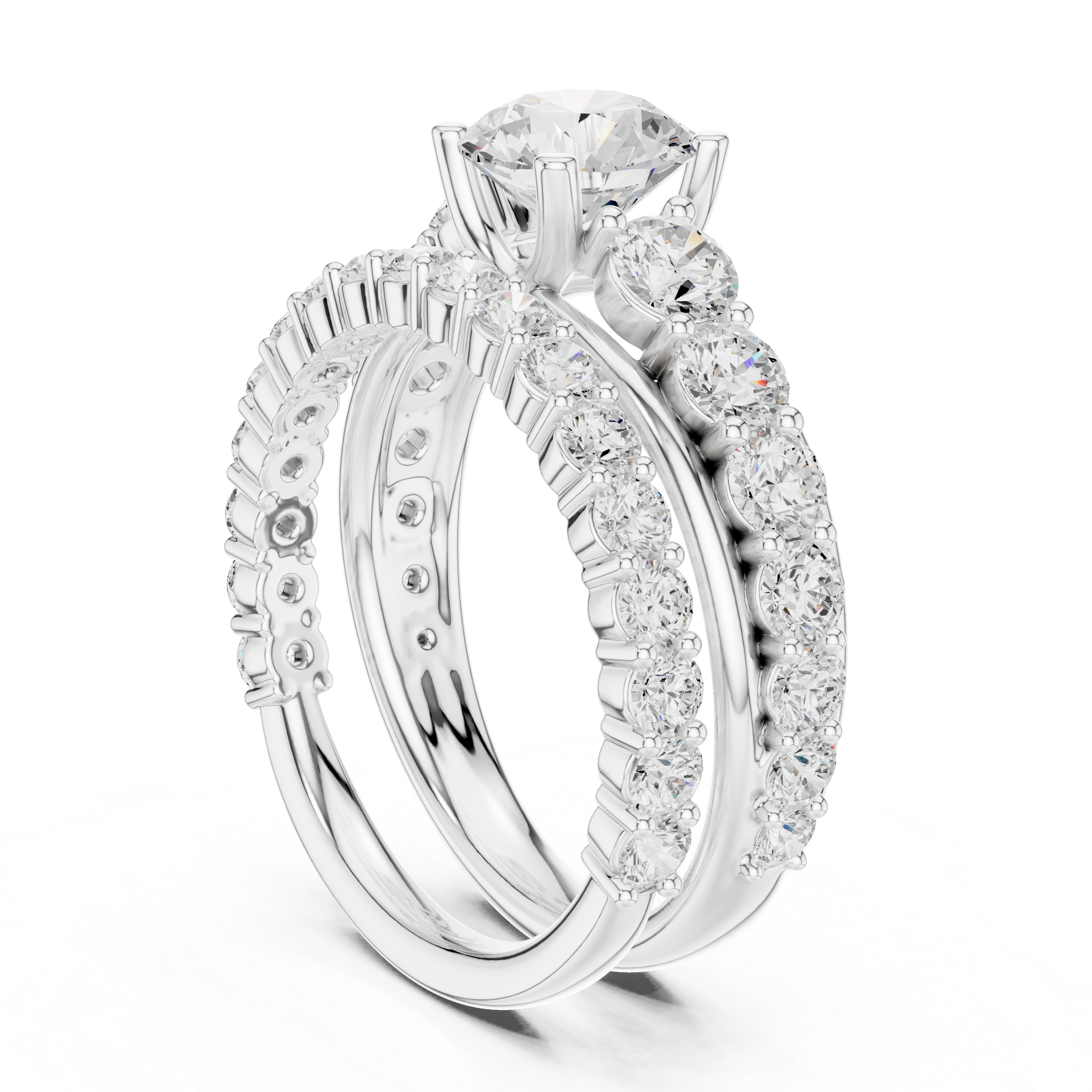 Round-Cut Lab-Grown Diamond Bridal Ring Set | 14K & 18K Gold