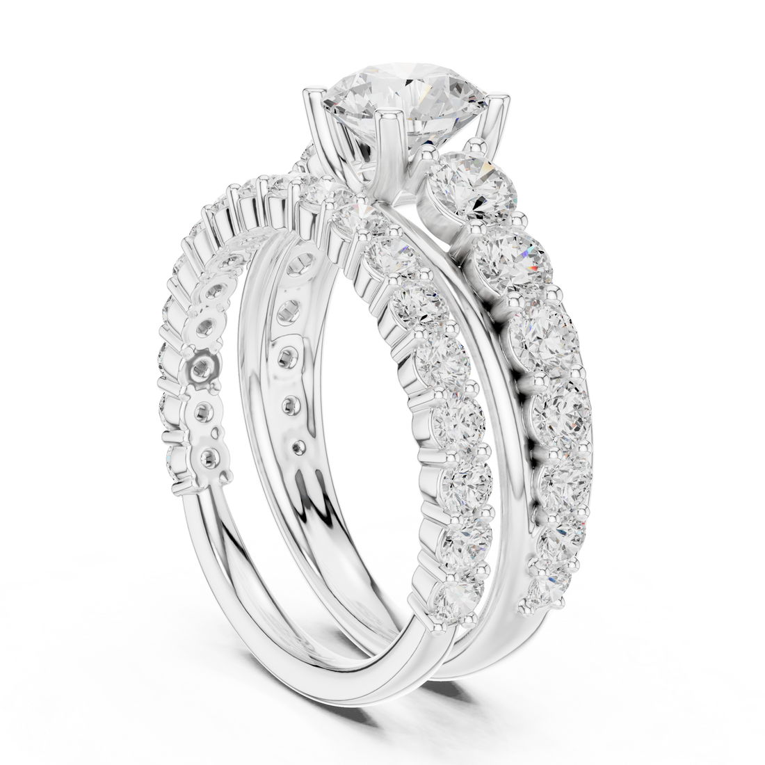 Round-Cut Lab-Grown Diamond Bridal Ring Set | 14K & 18K Gold