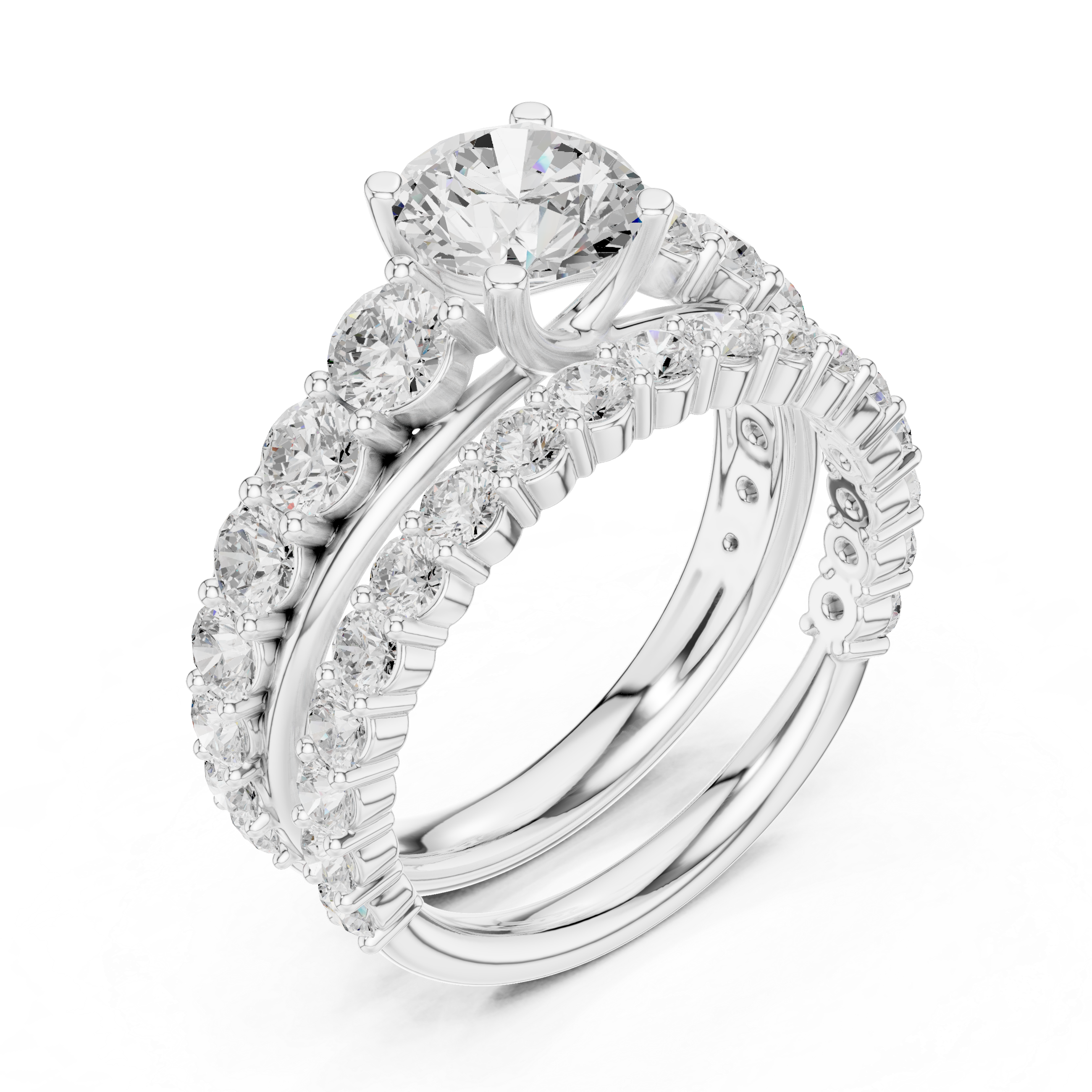 Round-Cut Lab-Grown Diamond Bridal Ring Set | 14K & 18K Gold