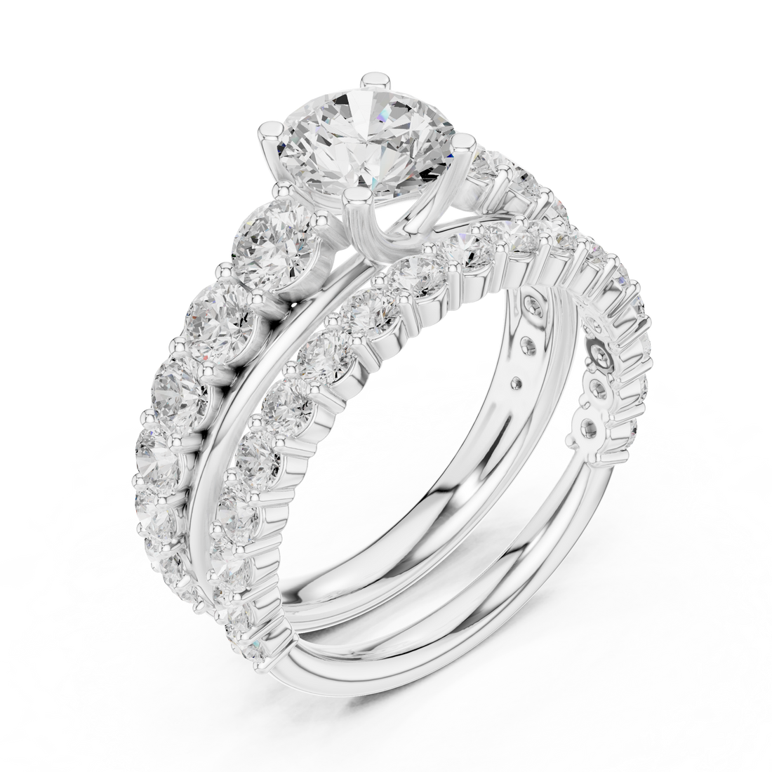 Round-Cut Lab-Grown Diamond Bridal Ring Set | 14K & 18K Gold