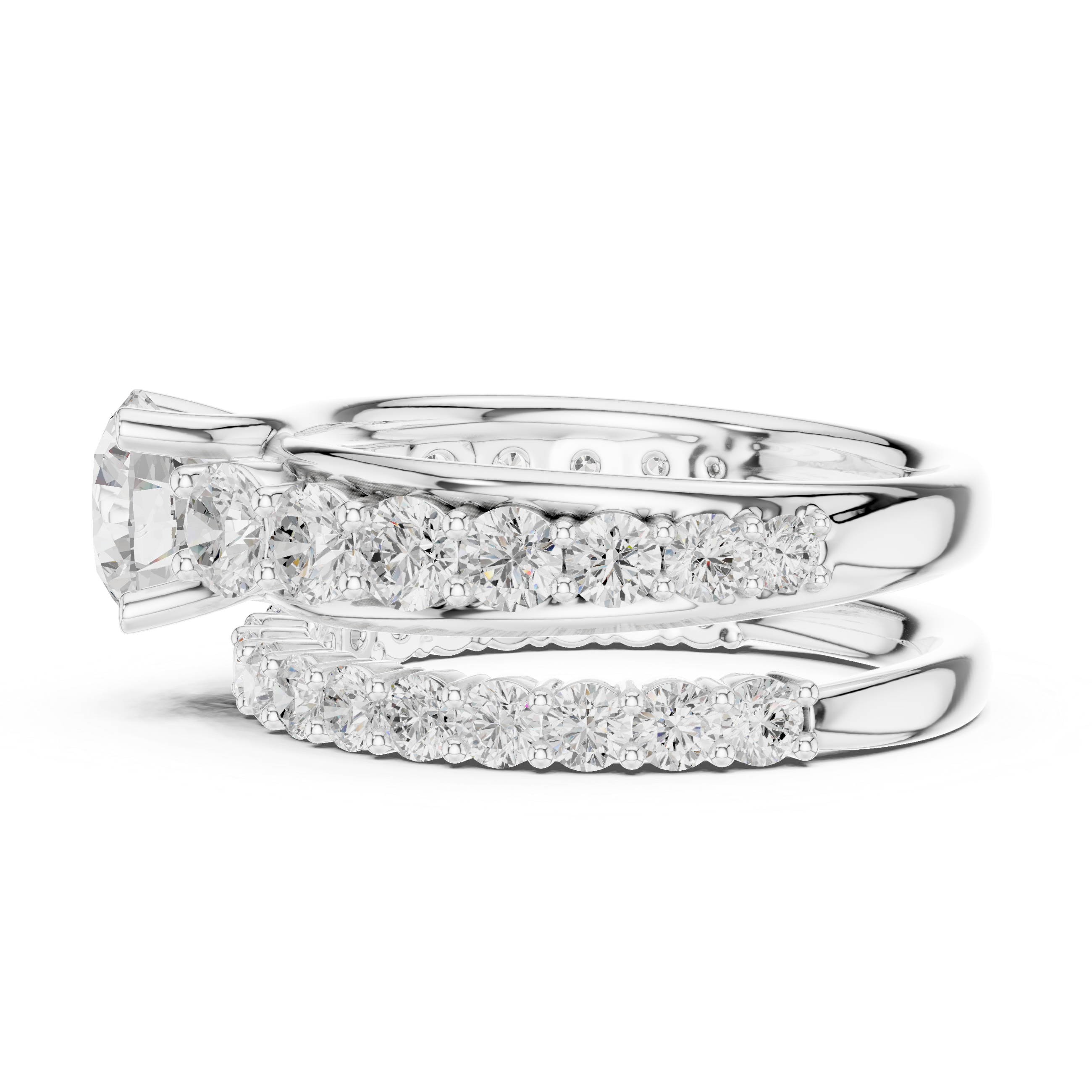 Round-Cut Lab-Grown Diamond Bridal Ring Set | 14K & 18K Gold