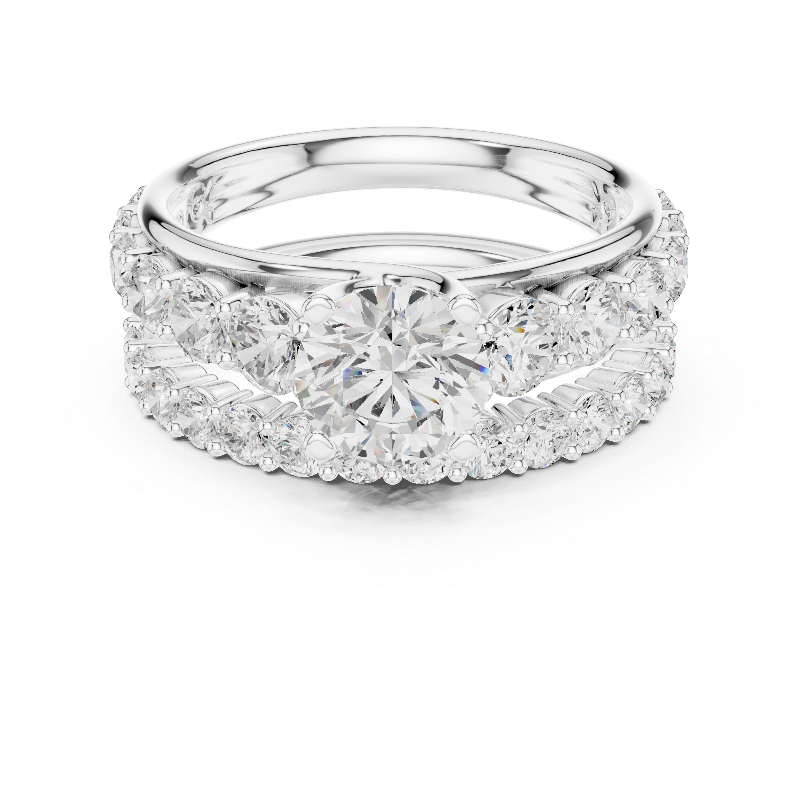 Round-Cut Lab-Grown Diamond Bridal Ring Set | 14K & 18K Gold