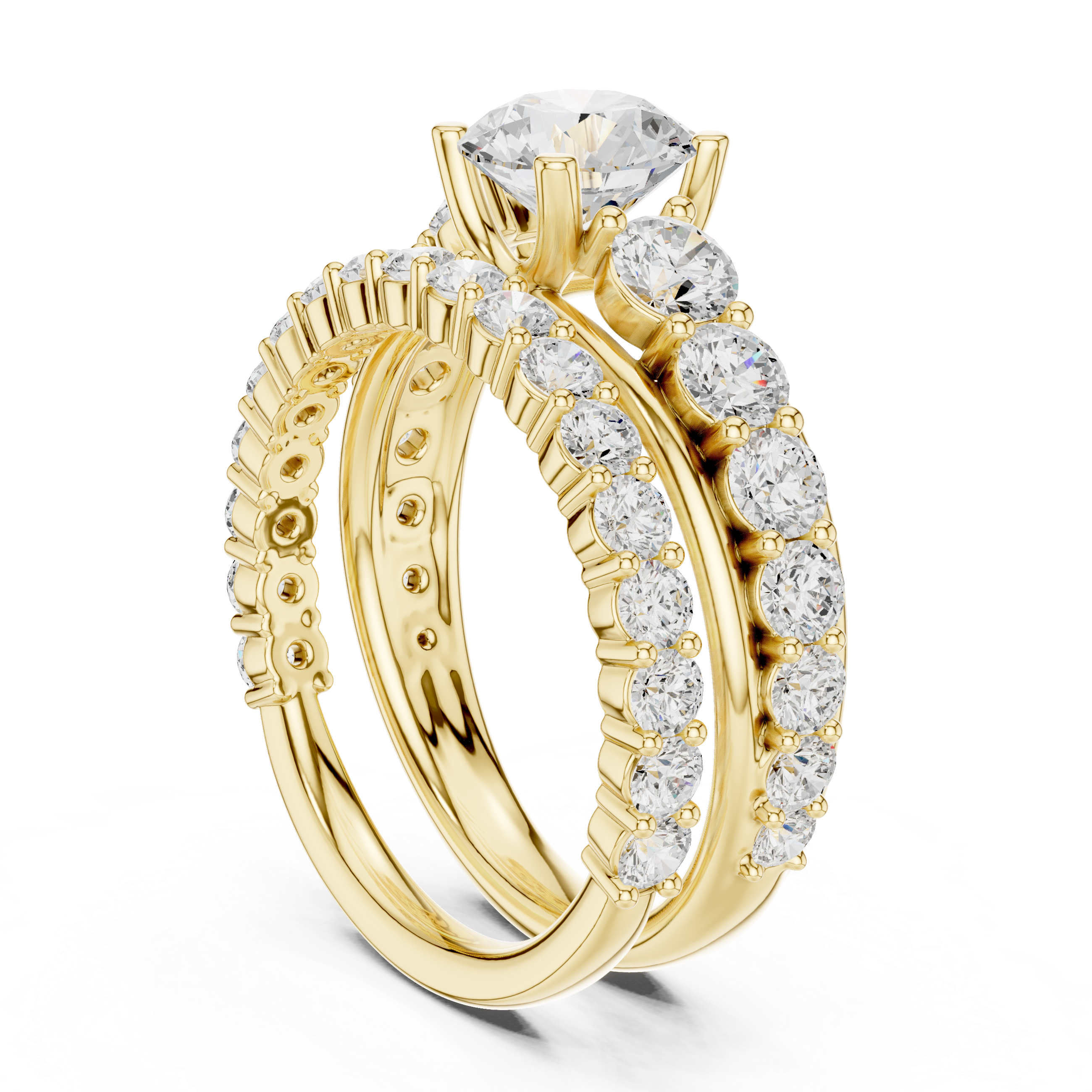 Round-Cut Lab-Grown Diamond Bridal Ring Set | 14K & 18K Gold