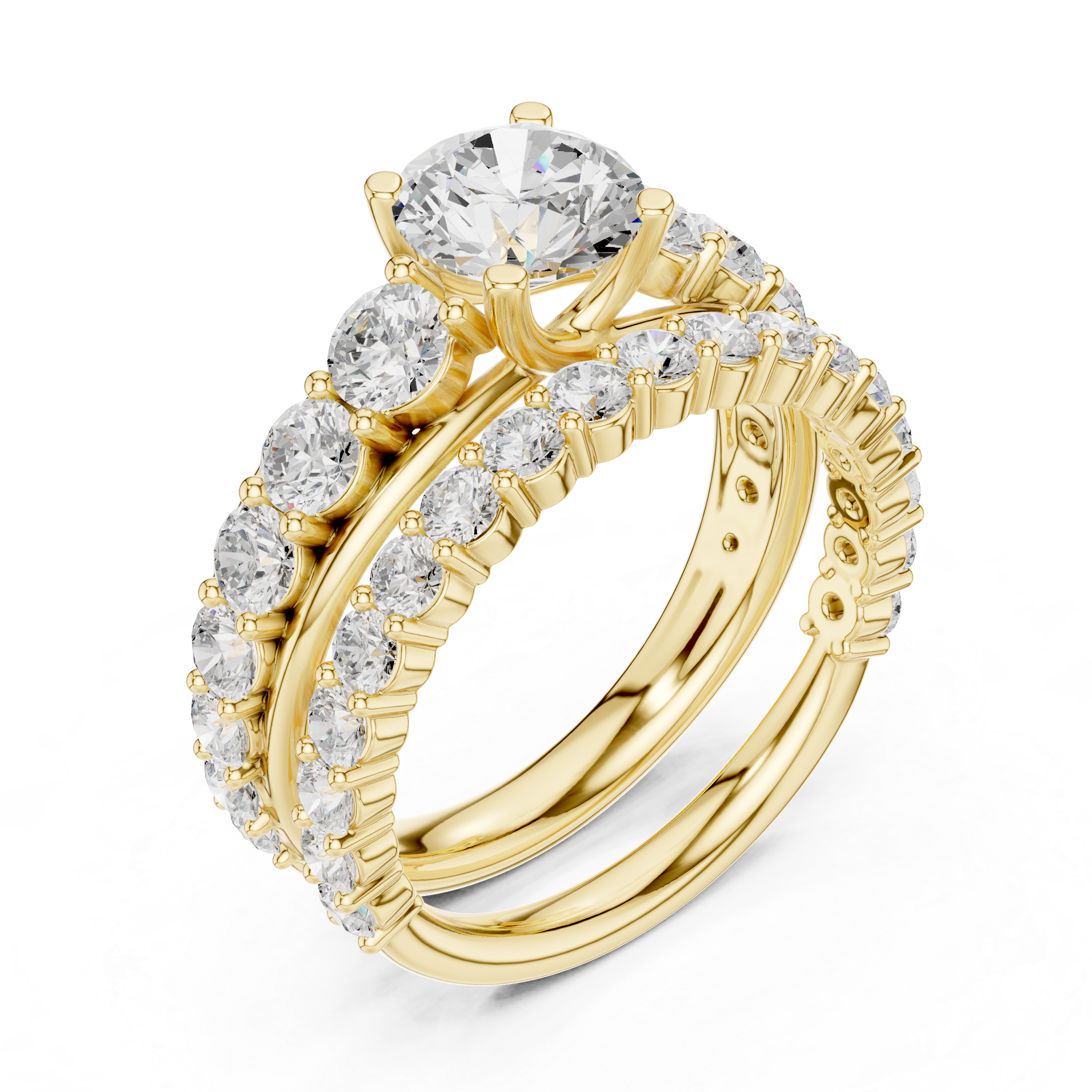 Round-Cut Lab-Grown Diamond Bridal Ring Set | 14K & 18K Gold