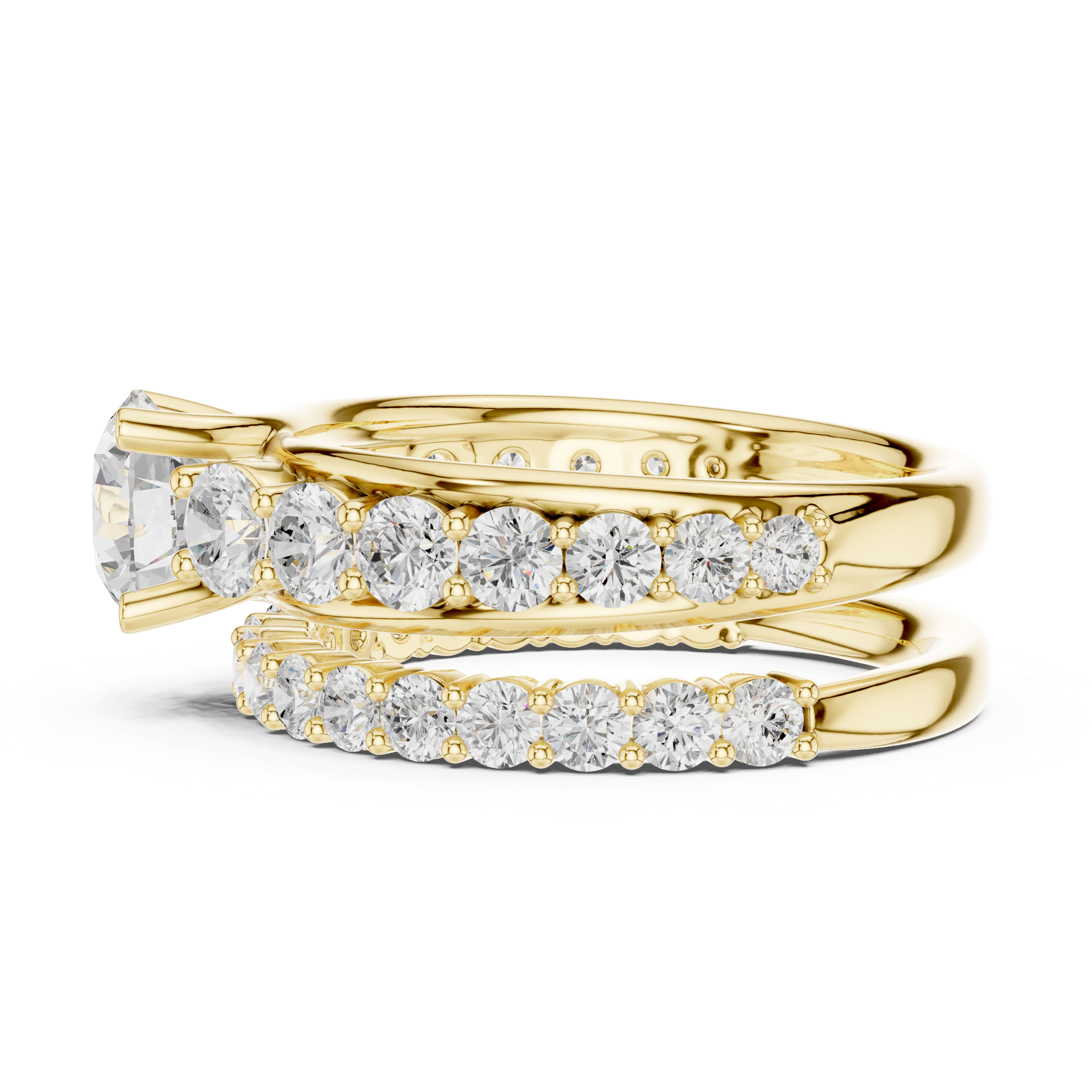 Round-Cut Lab-Grown Diamond Bridal Ring Set | 14K & 18K Gold