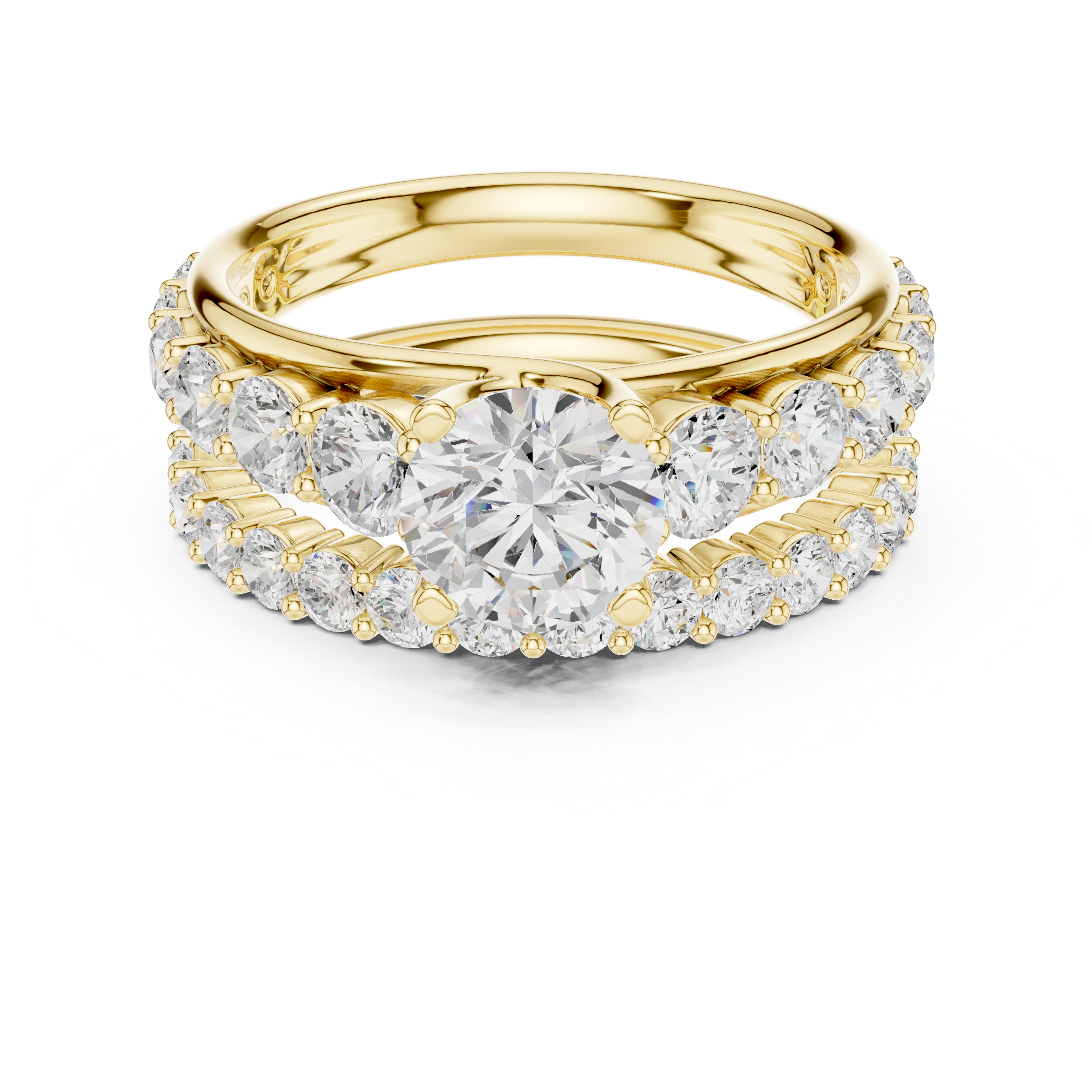 Round-Cut Lab-Grown Diamond Bridal Ring Set | 14K & 18K Gold