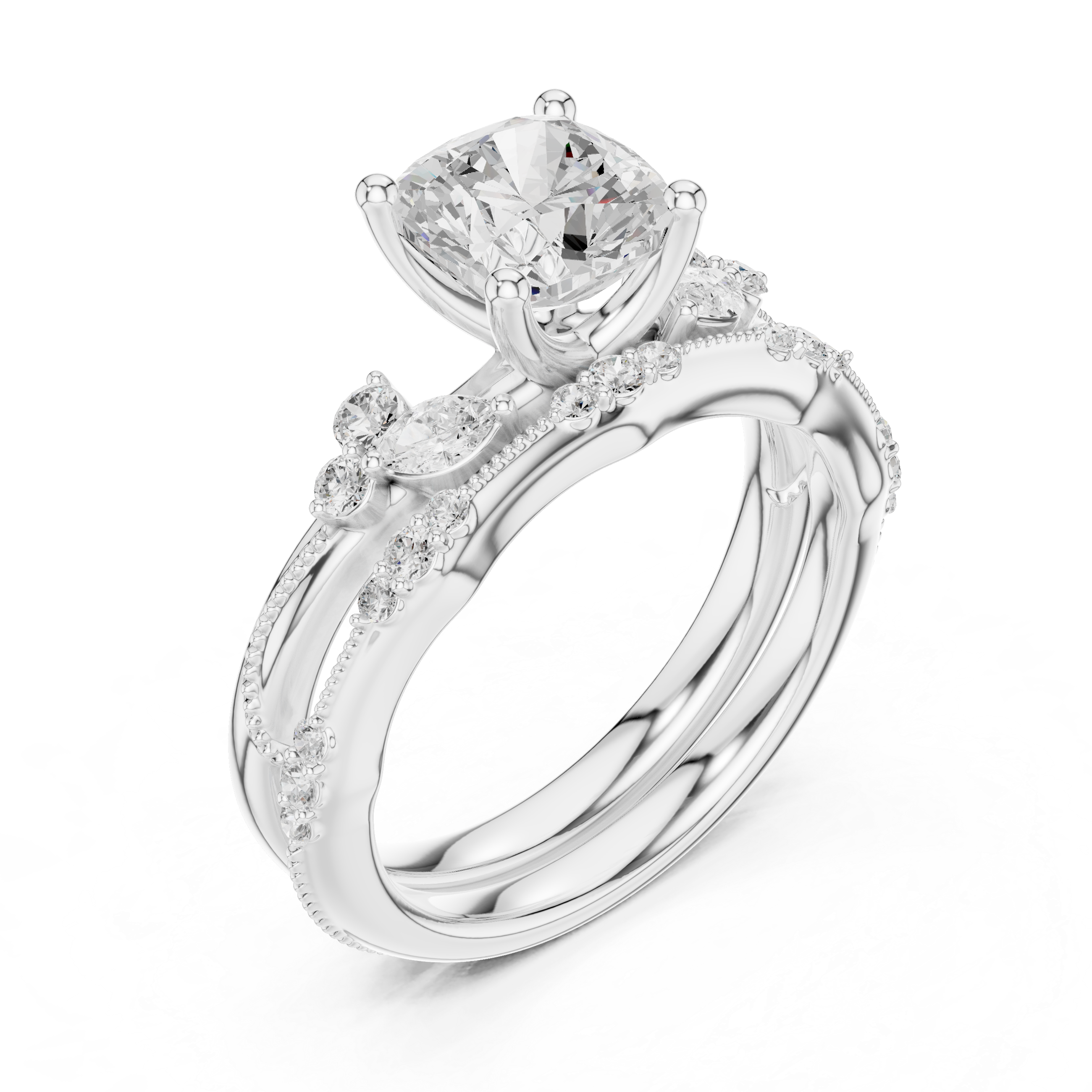 IGI Certified Round Solitaire Lab-Grown Diamond Ring with Side Stones | 14K & 18K Rose Gold | Kiashaa Jewellery