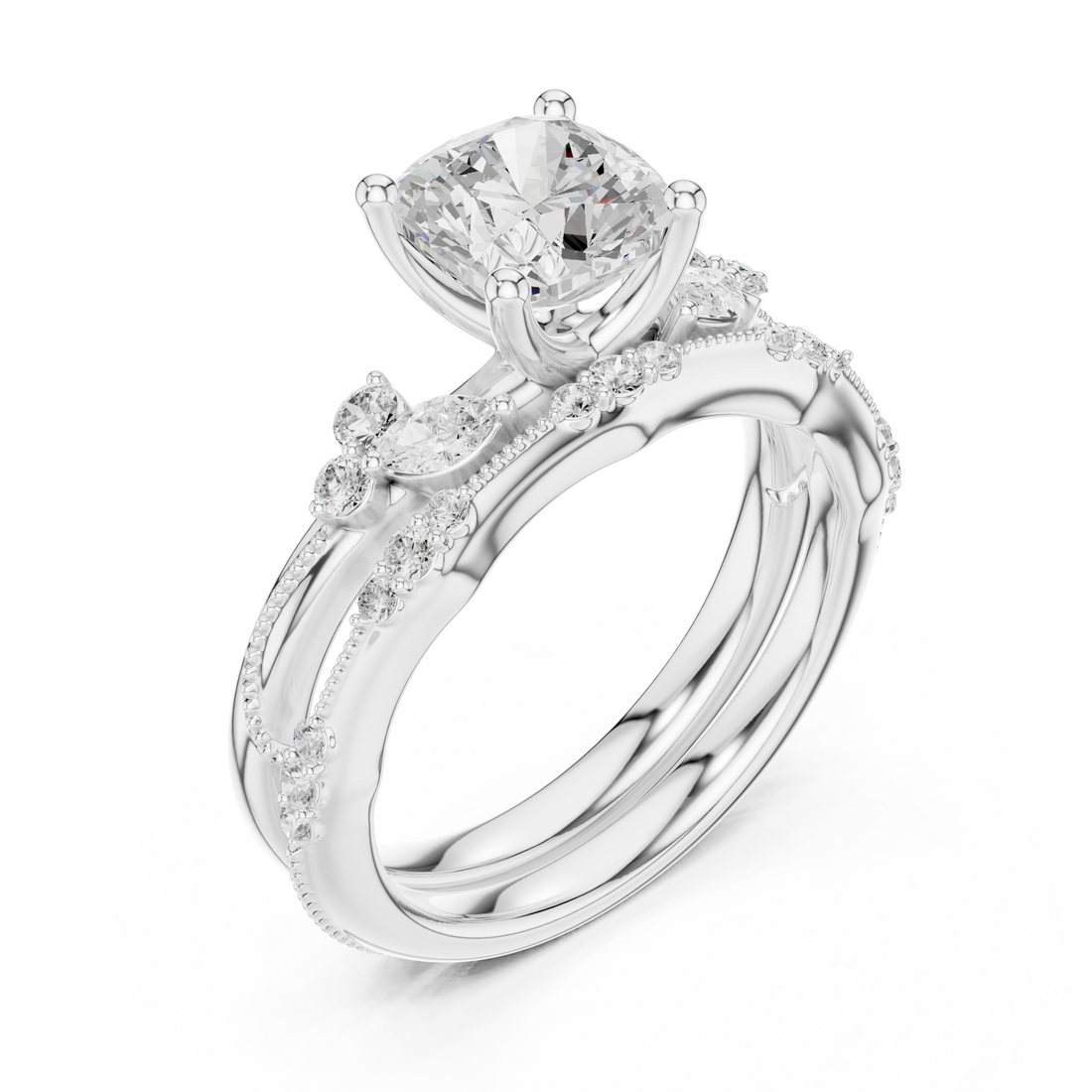 IGI Certified Round Solitaire Lab-Grown Diamond Ring with Side Stones | 14K & 18K Rose Gold | Kiashaa Jewellery