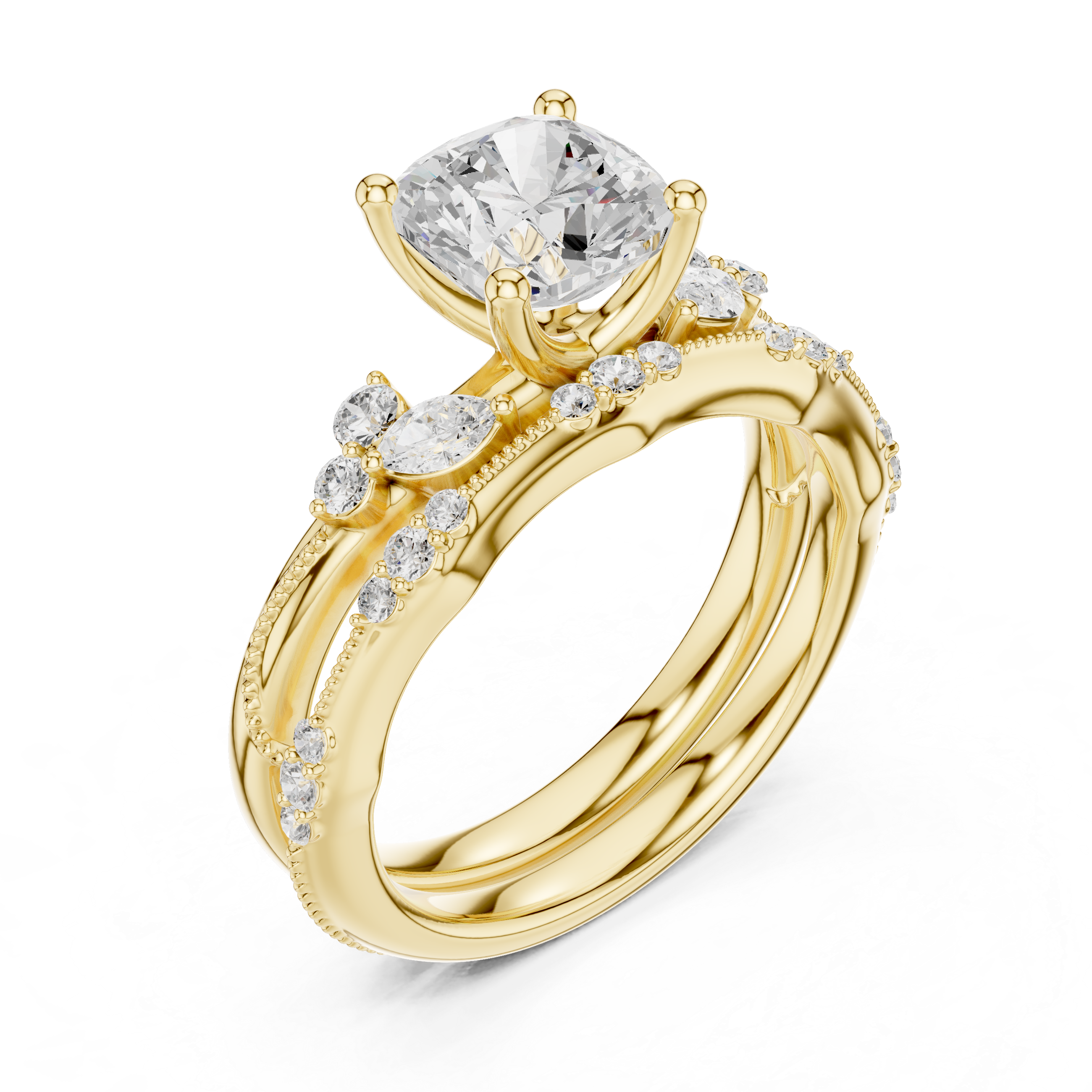 IGI Certified Round Solitaire Lab-Grown Diamond Ring with Side Stones | 14K & 18K Rose Gold | Kiashaa Jewellery