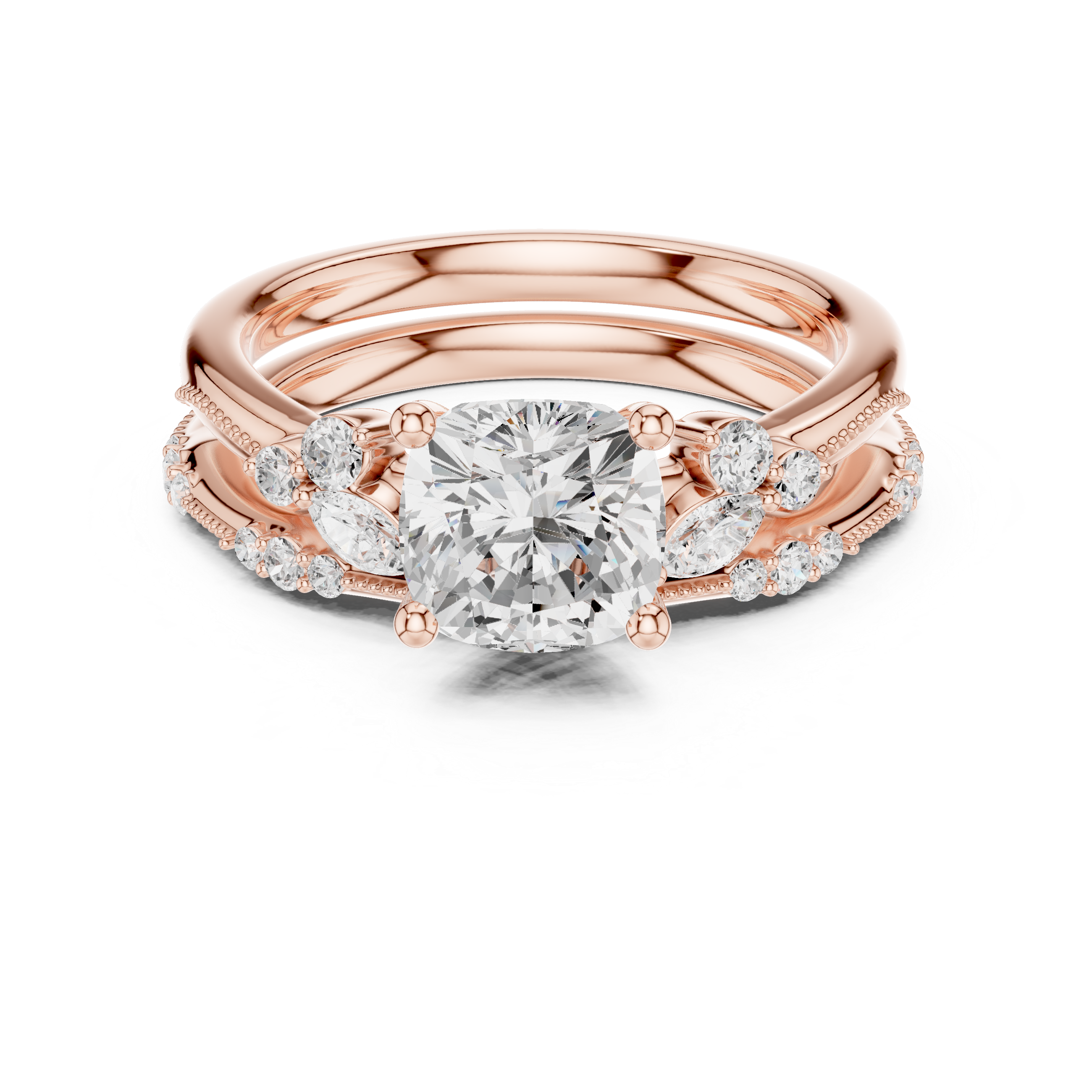 IGI Certified Round Solitaire Lab-Grown Diamond Ring with Side Stones | 14K & 18K Rose Gold | Kiashaa Jewellery