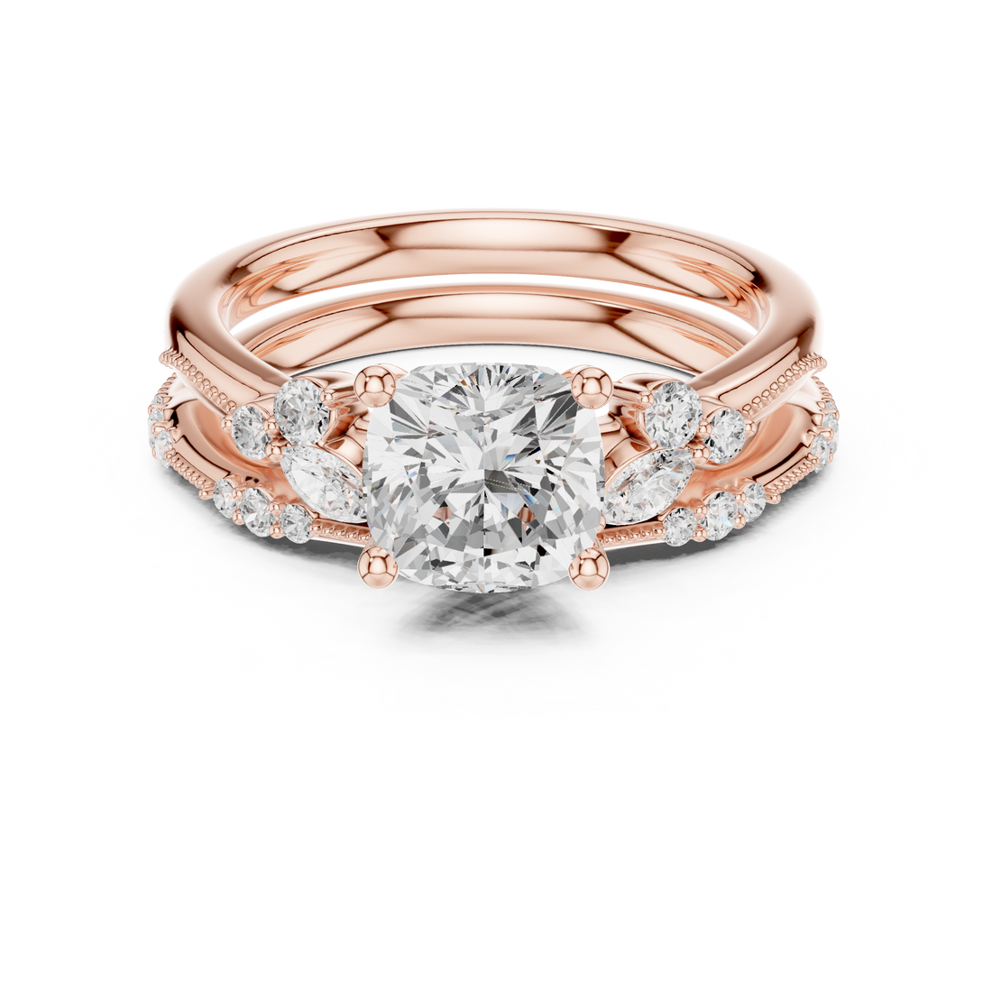 IGI Certified Round Solitaire Lab-Grown Diamond Ring with Side Stones | 14K & 18K Rose Gold | Kiashaa Jewellery