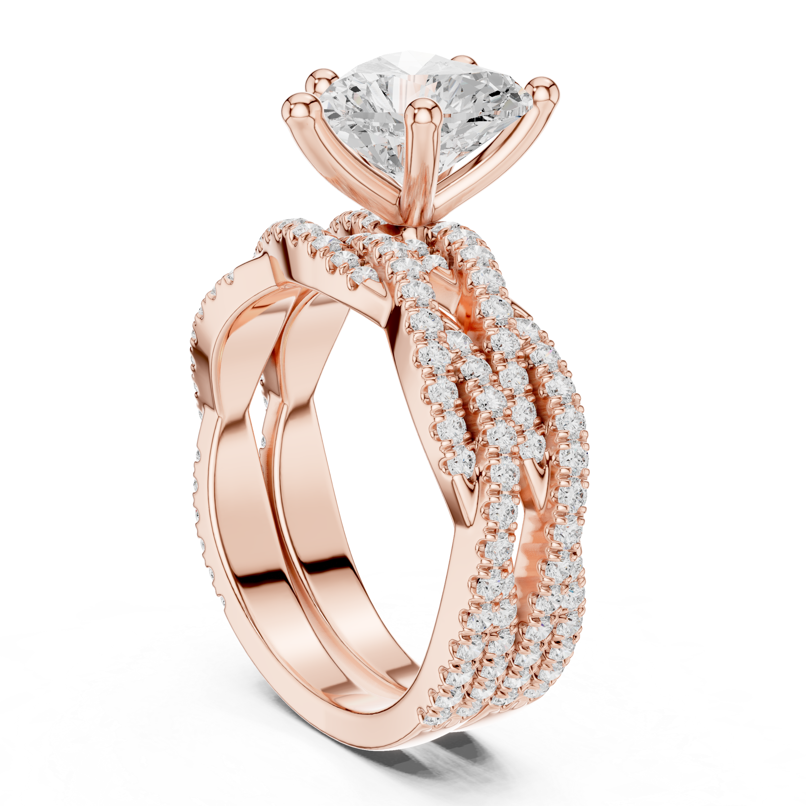 Round Brilliant-Cut Lab-Grown Diamond Bridal Ring Set | 14K & 18K Gold