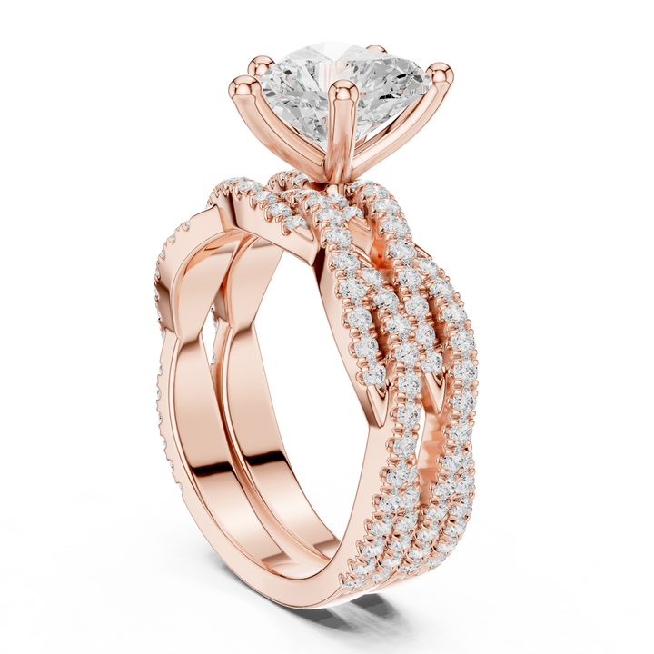 Round Brilliant-Cut Lab-Grown Diamond Bridal Ring Set | 14K & 18K Gold
