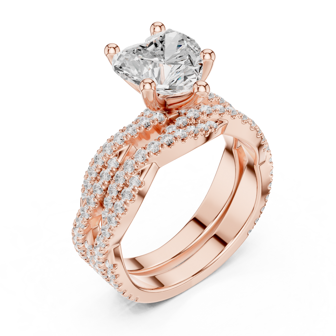 Round Brilliant-Cut Lab-Grown Diamond Bridal Ring Set | 14K & 18K Gold
