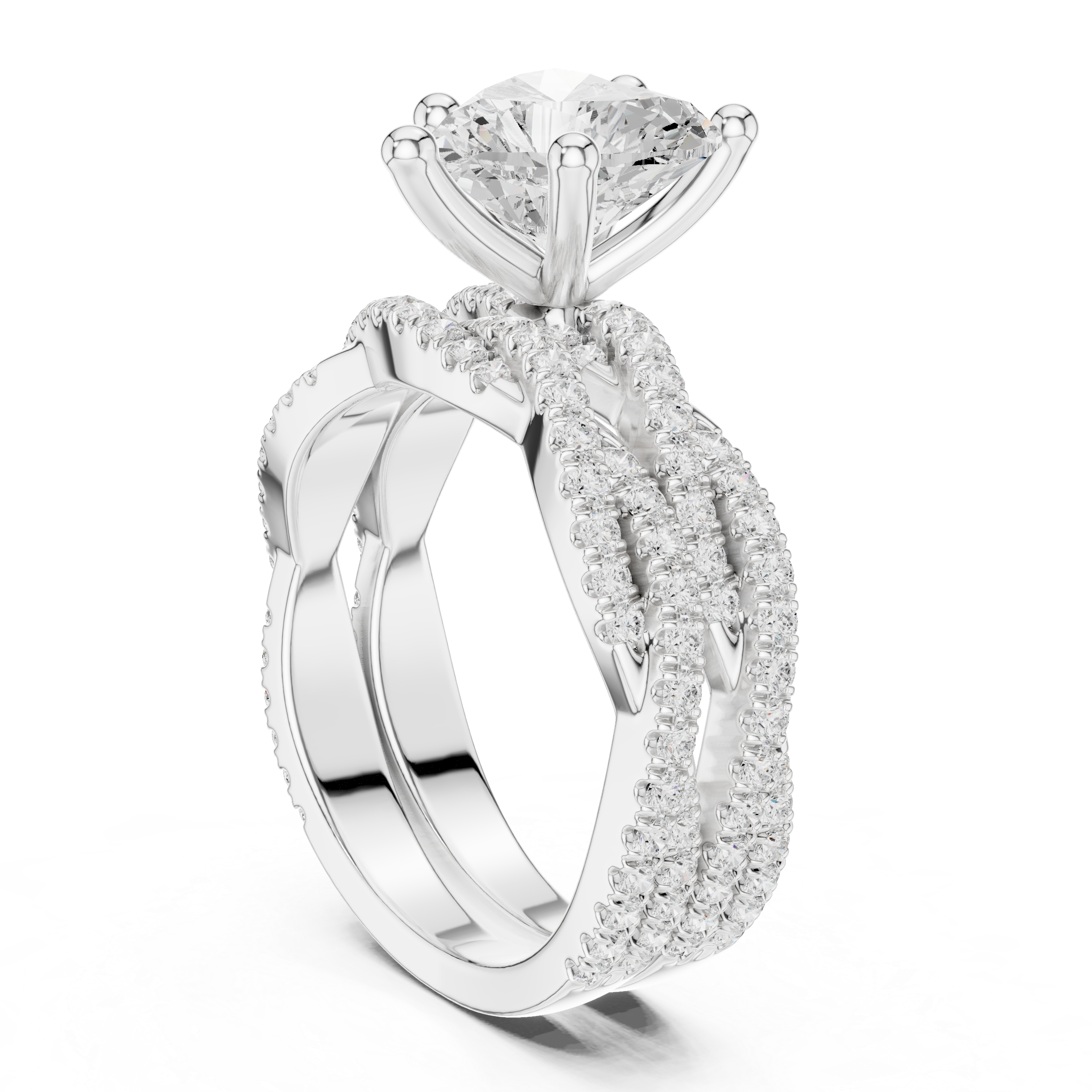 Round Brilliant-Cut Lab-Grown Diamond Bridal Ring Set | 14K & 18K Gold